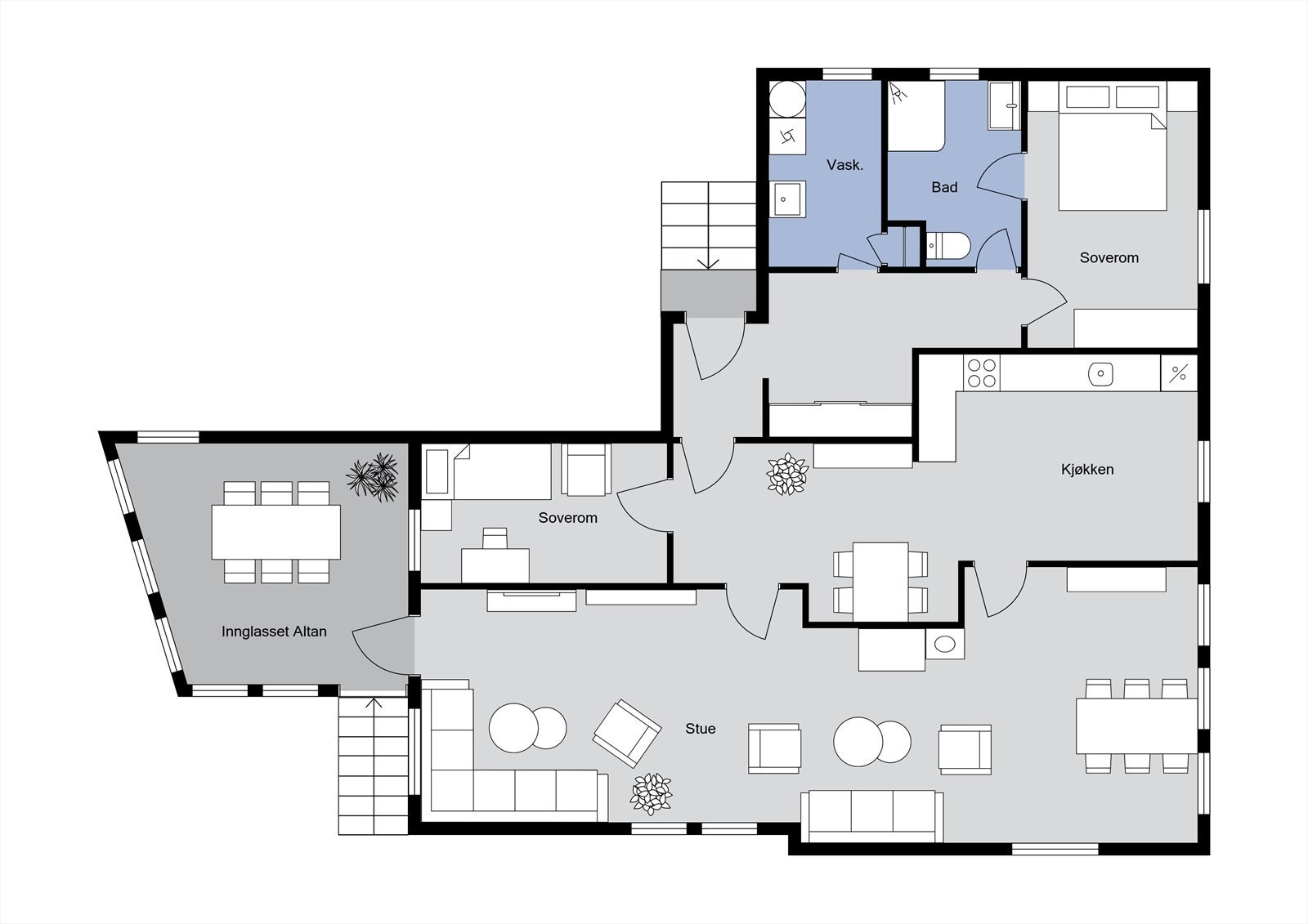 Planløsning 1. etasje Galleribilde