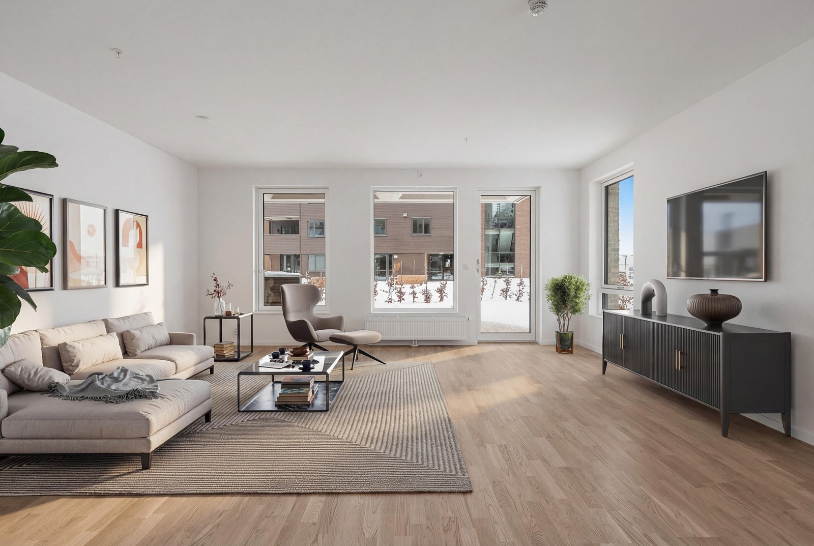 Stue med digital møblering Galleribilde