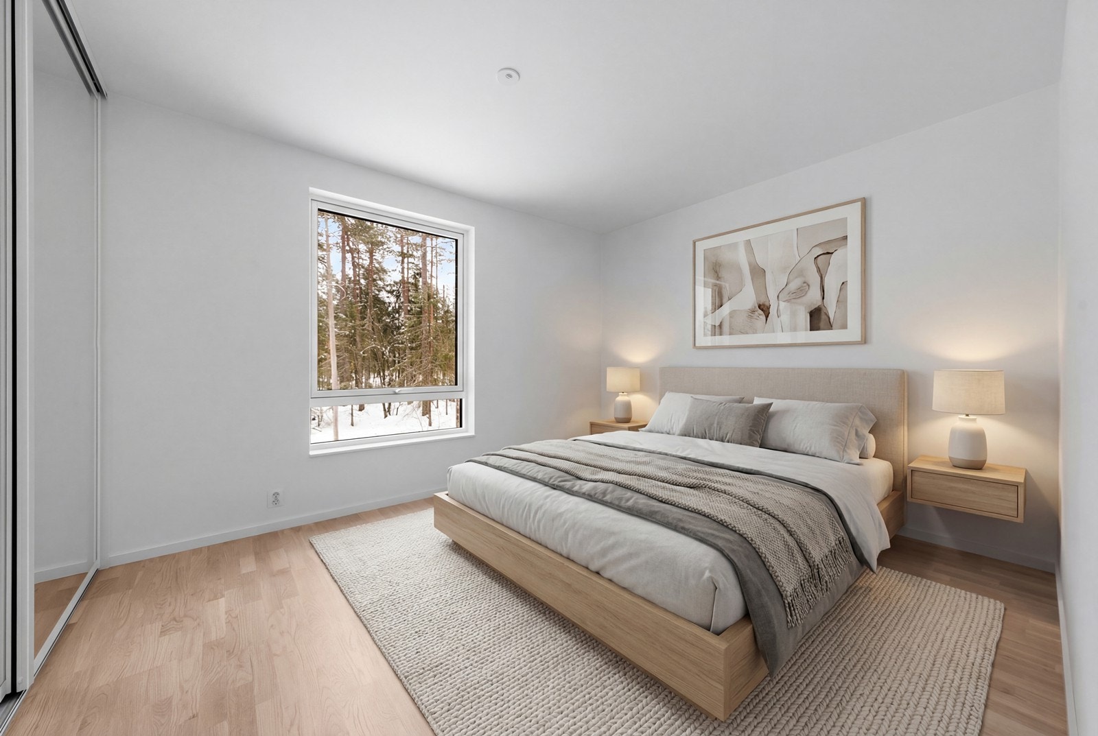 Hovedsoverom med digital møblering Galleribilde