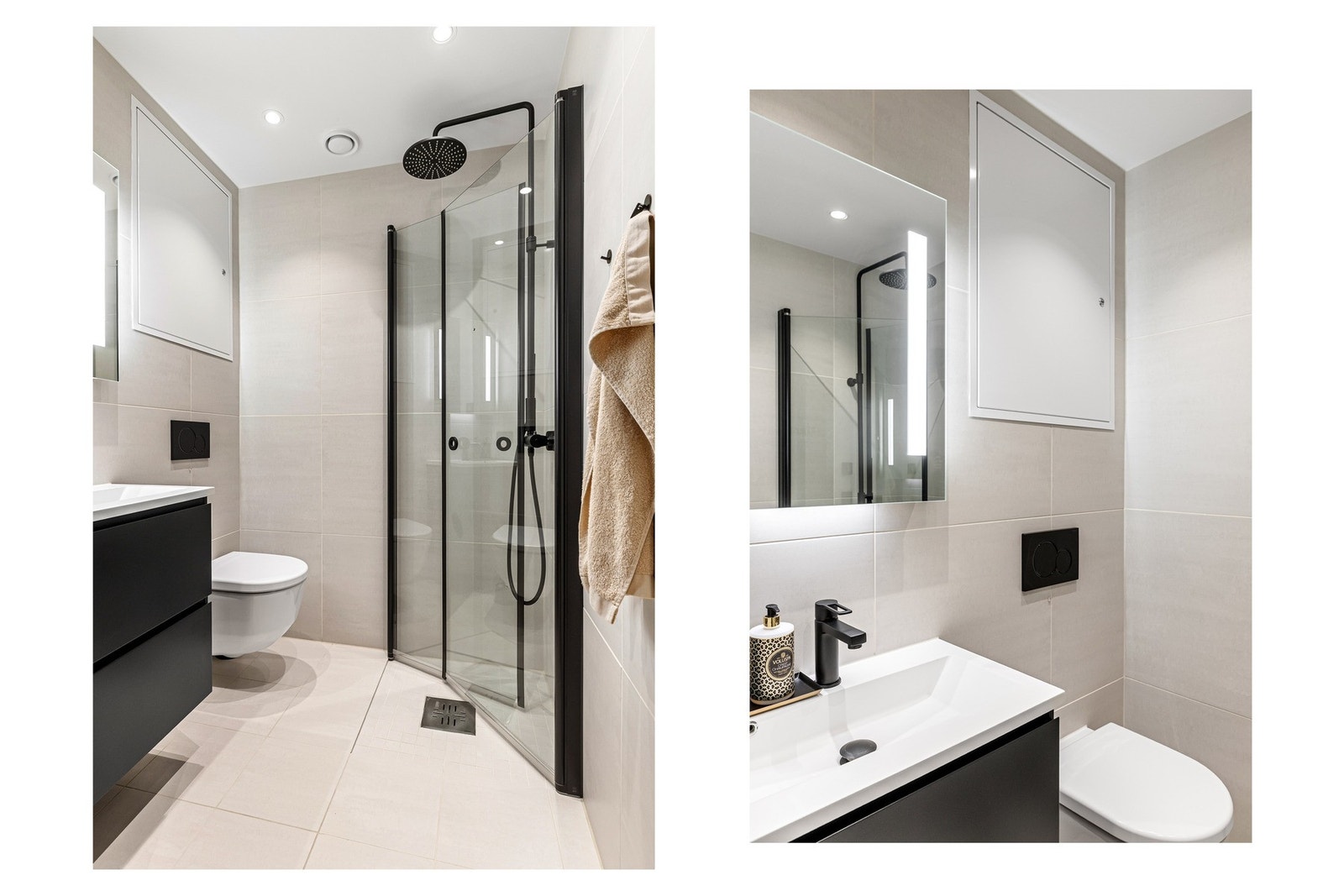 Badet har termostatstyrt vannbåren varme i gulv som sørger for behagelig komfort. Galleribilde