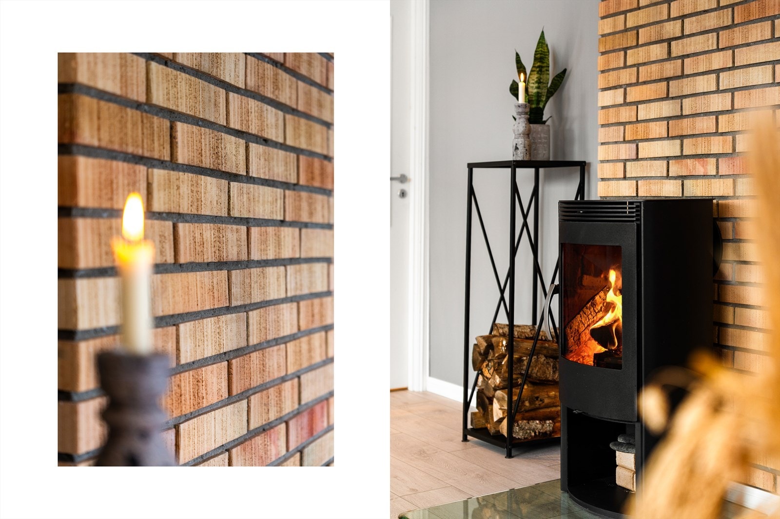 Det er montert både vedovn og varmepumpe i stuen som bidrar til en god innetemperatur året rundt Galleribilde