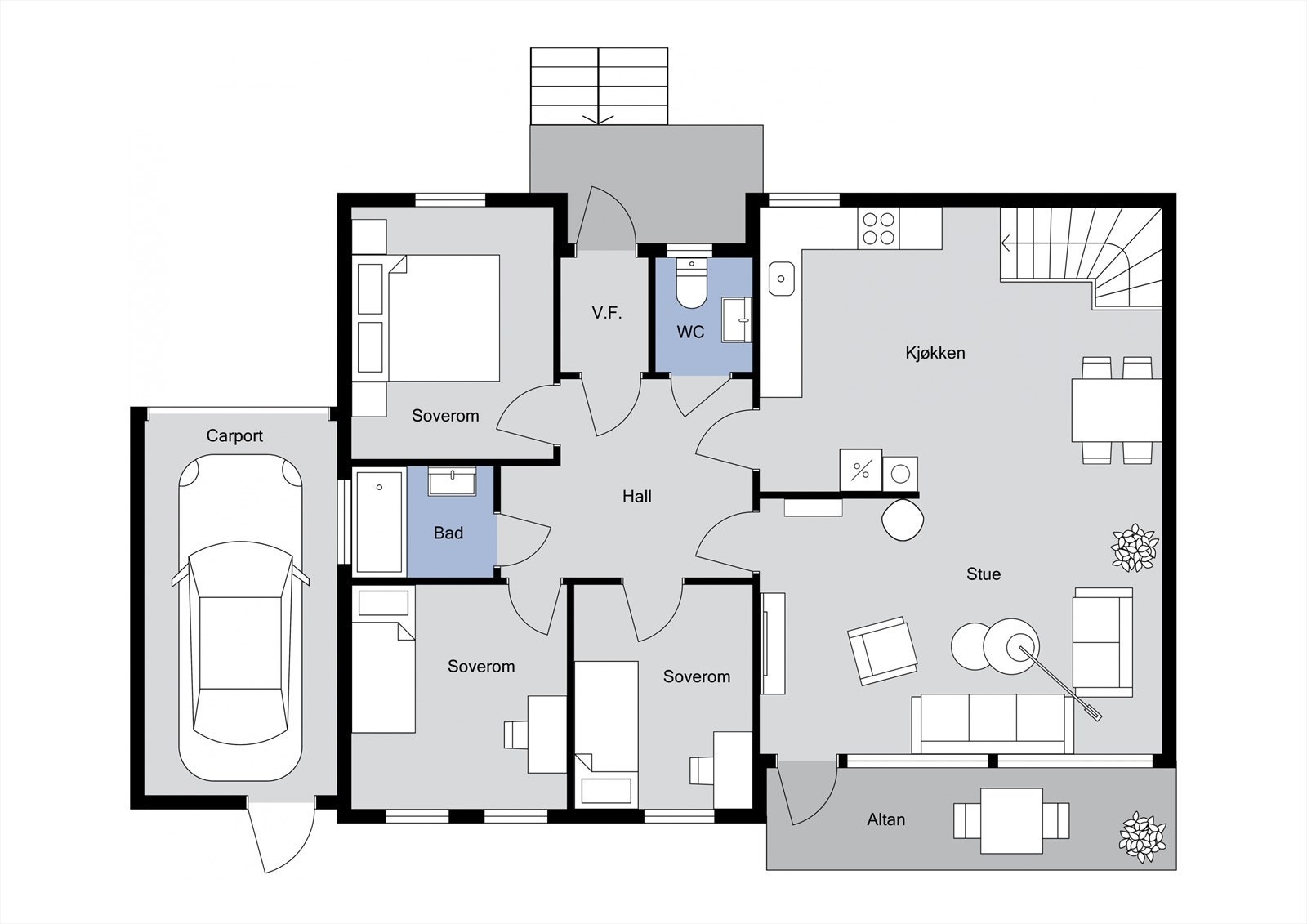 Planløsning 1. etasje Galleribilde