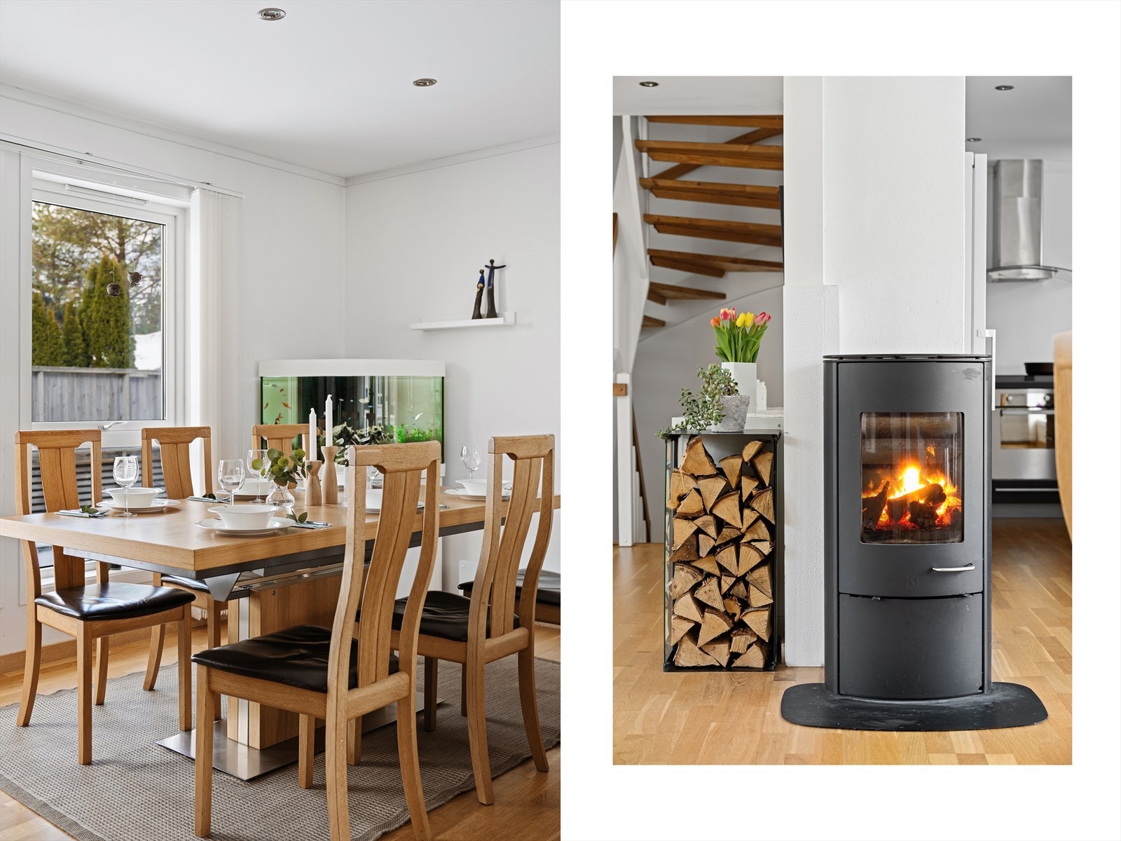 Vedovn plassert i stuen som gir godt med varme på kaldere dager. Galleribilde