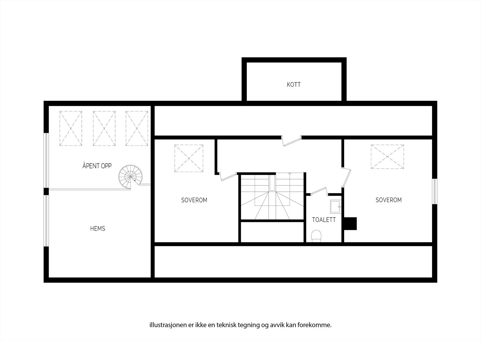 Plantegning øverste etasje Galleribilde
