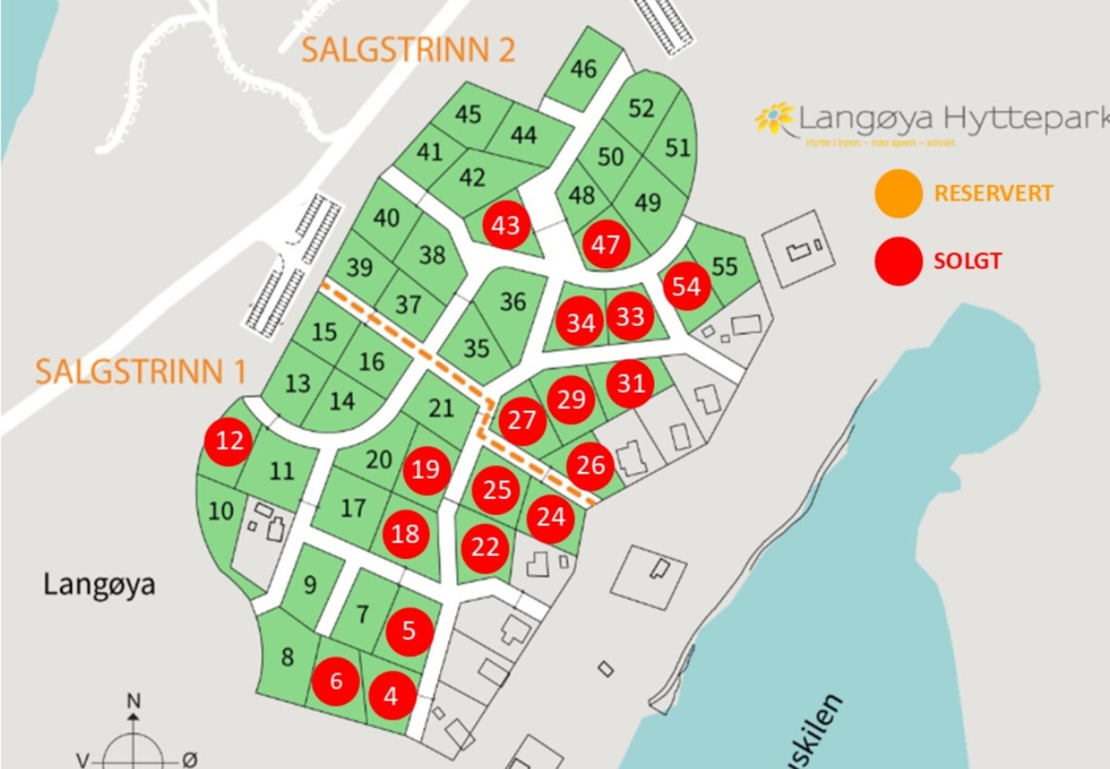 Tomtekart Langøya hyttepark. Annonsen gjelder tomt 36 Galleribilde