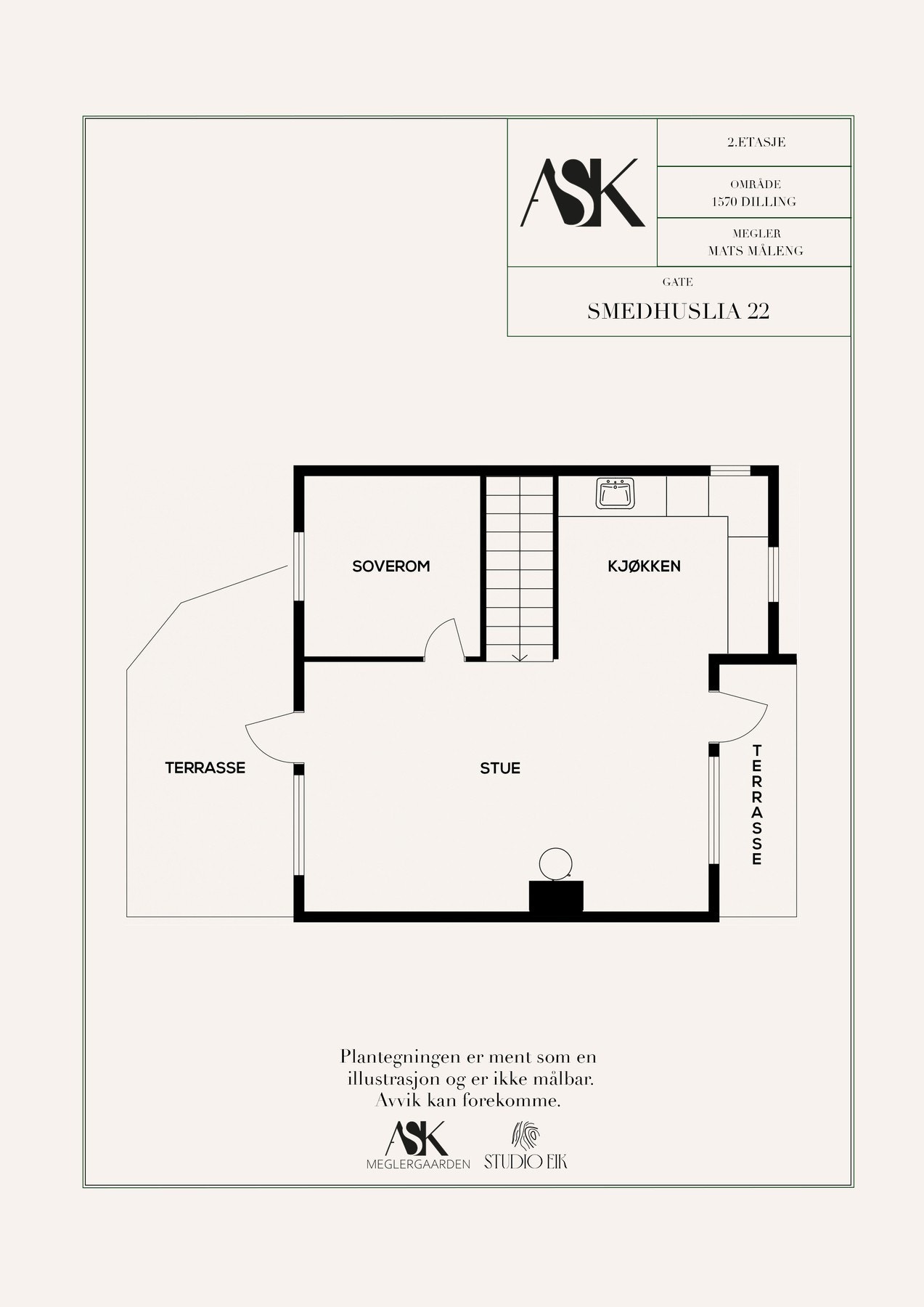 Plantegning 2. etasje - den sosiale delen av boligen Galleribilde
