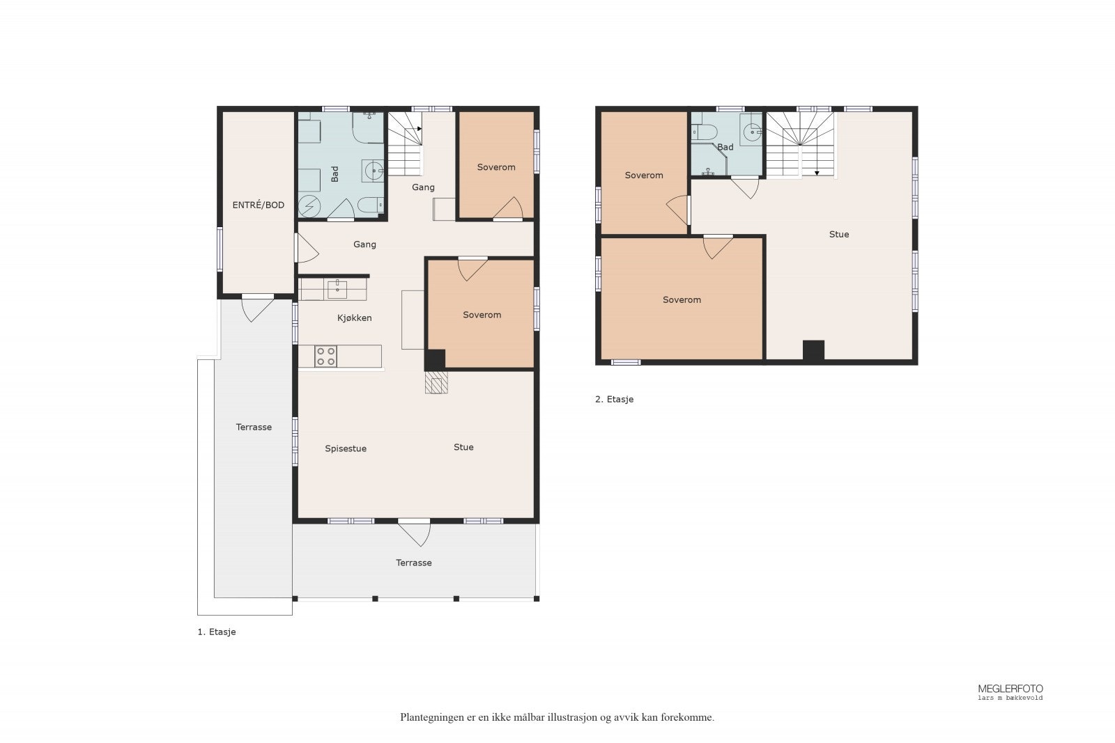 Plantegning. Hele 2. etg. er påbygget i 2008. Galleribilde