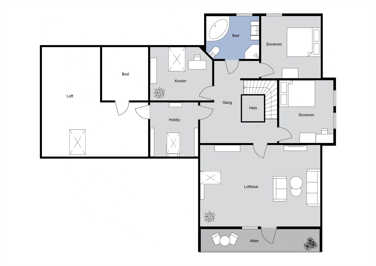 Planløsning 2. etasje Galleribilde