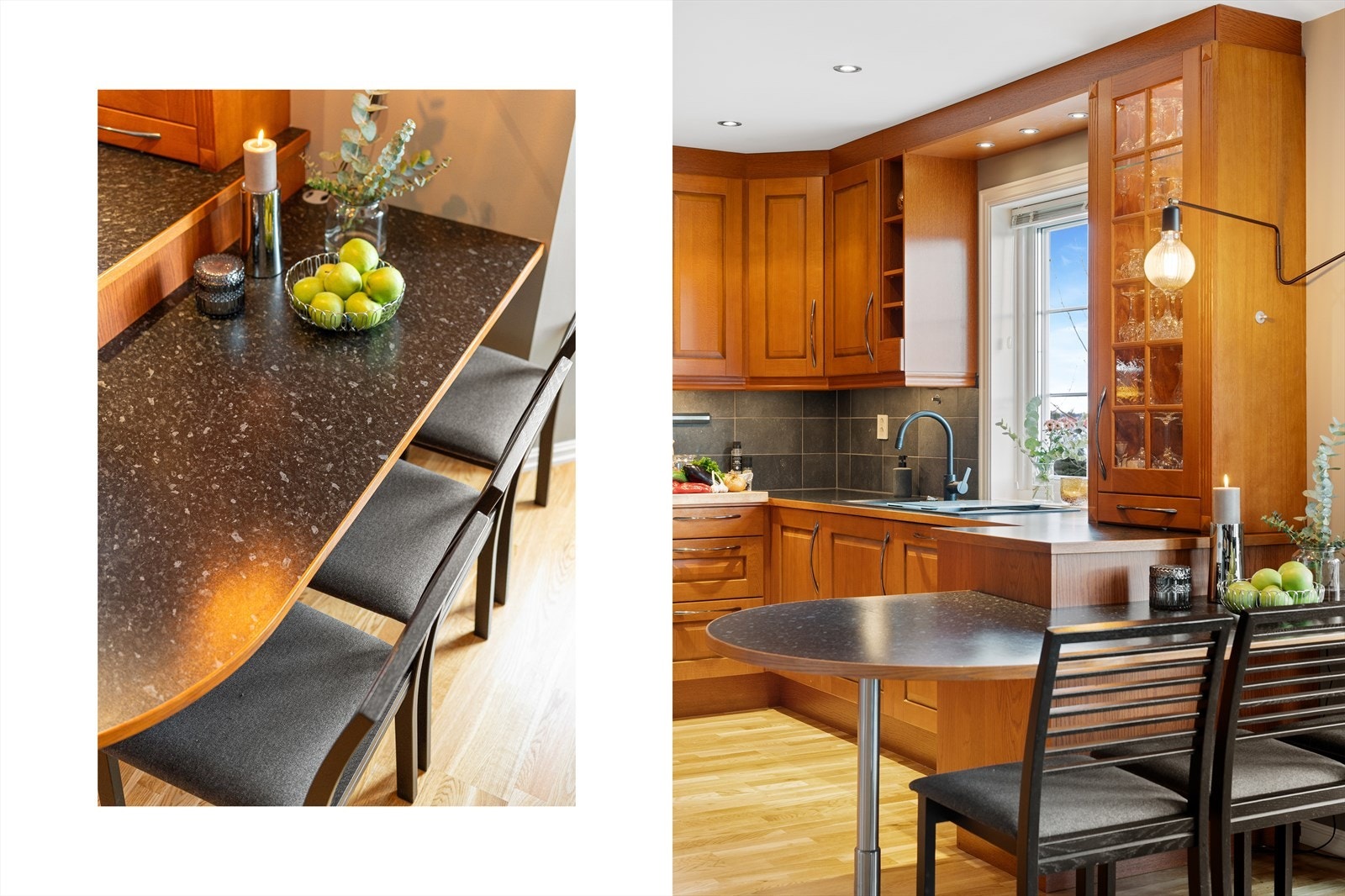 Praktisk spiseplass på enden av kjøkkenbenken - et fint sted å starte dagen med frokosten! Galleribilde