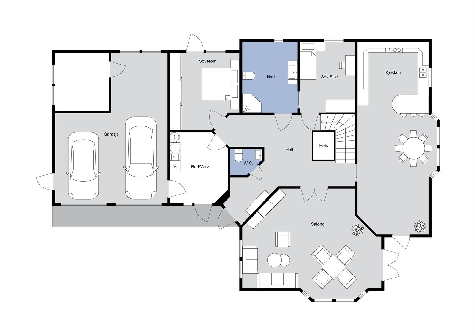 Planløsning 1. etasje Galleribilde