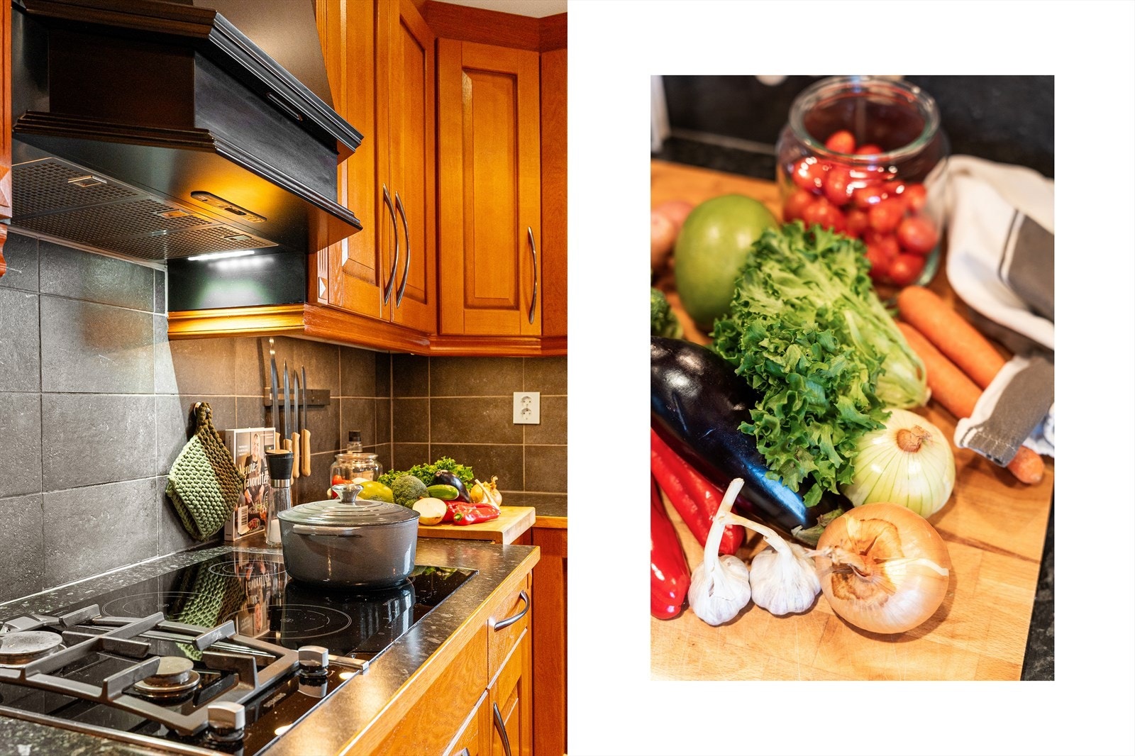 Det er også montert en kombinert platetopp med induksjon og to gassbluss Galleribilde