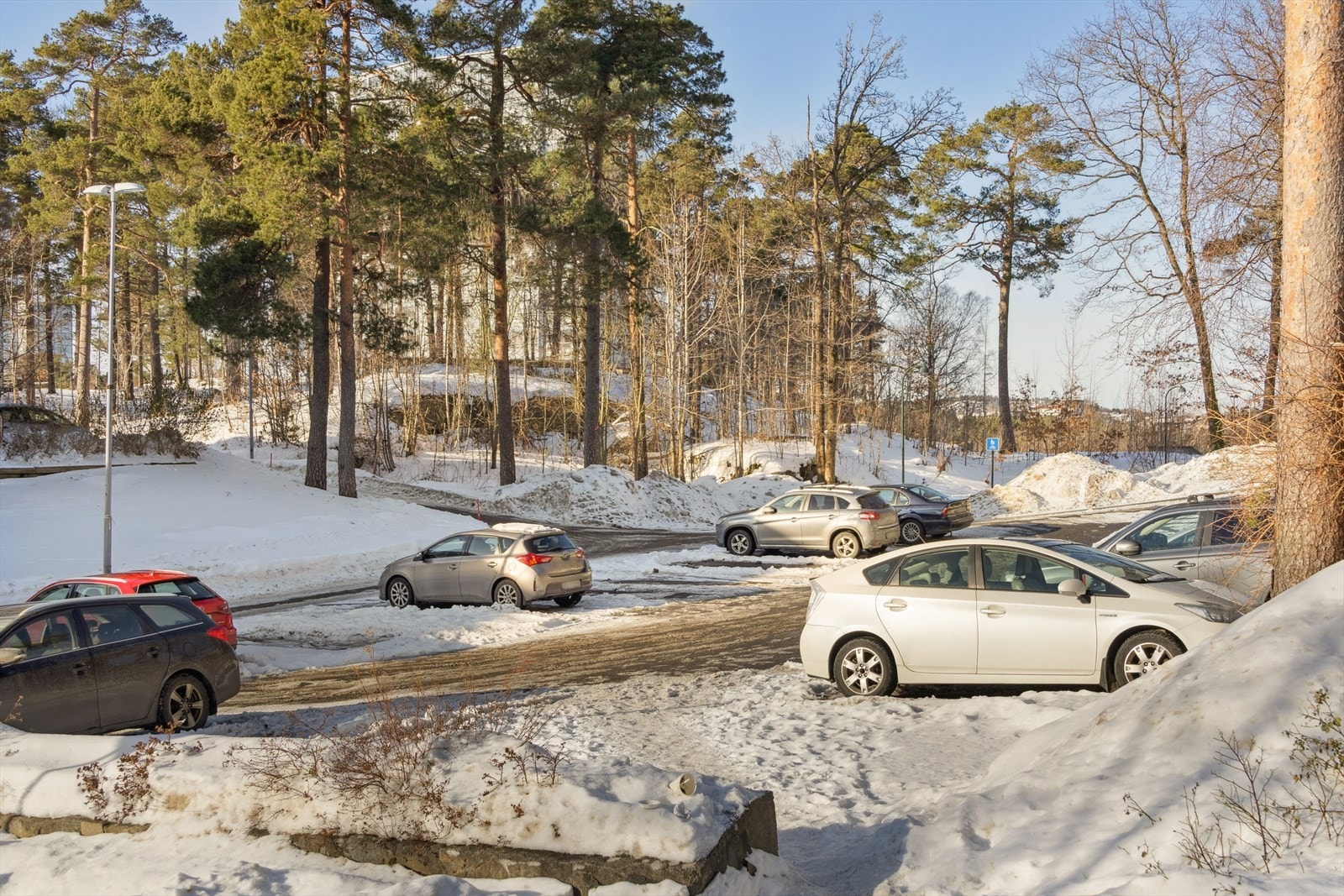 Flere biloppstillingsplasser på felles parkeringsplass til blokken Galleribilde