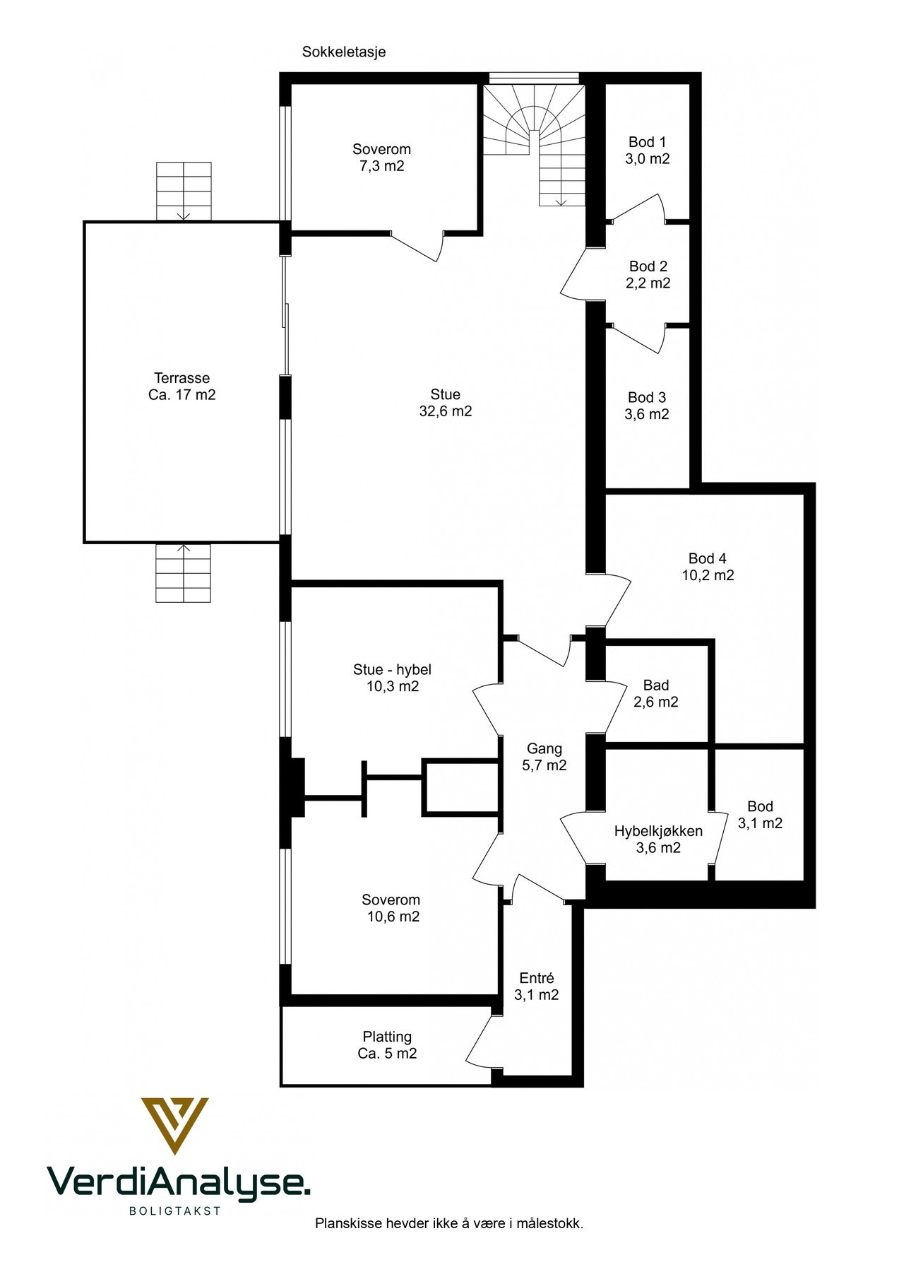 Planskisse sokkeletasje. Galleribilde