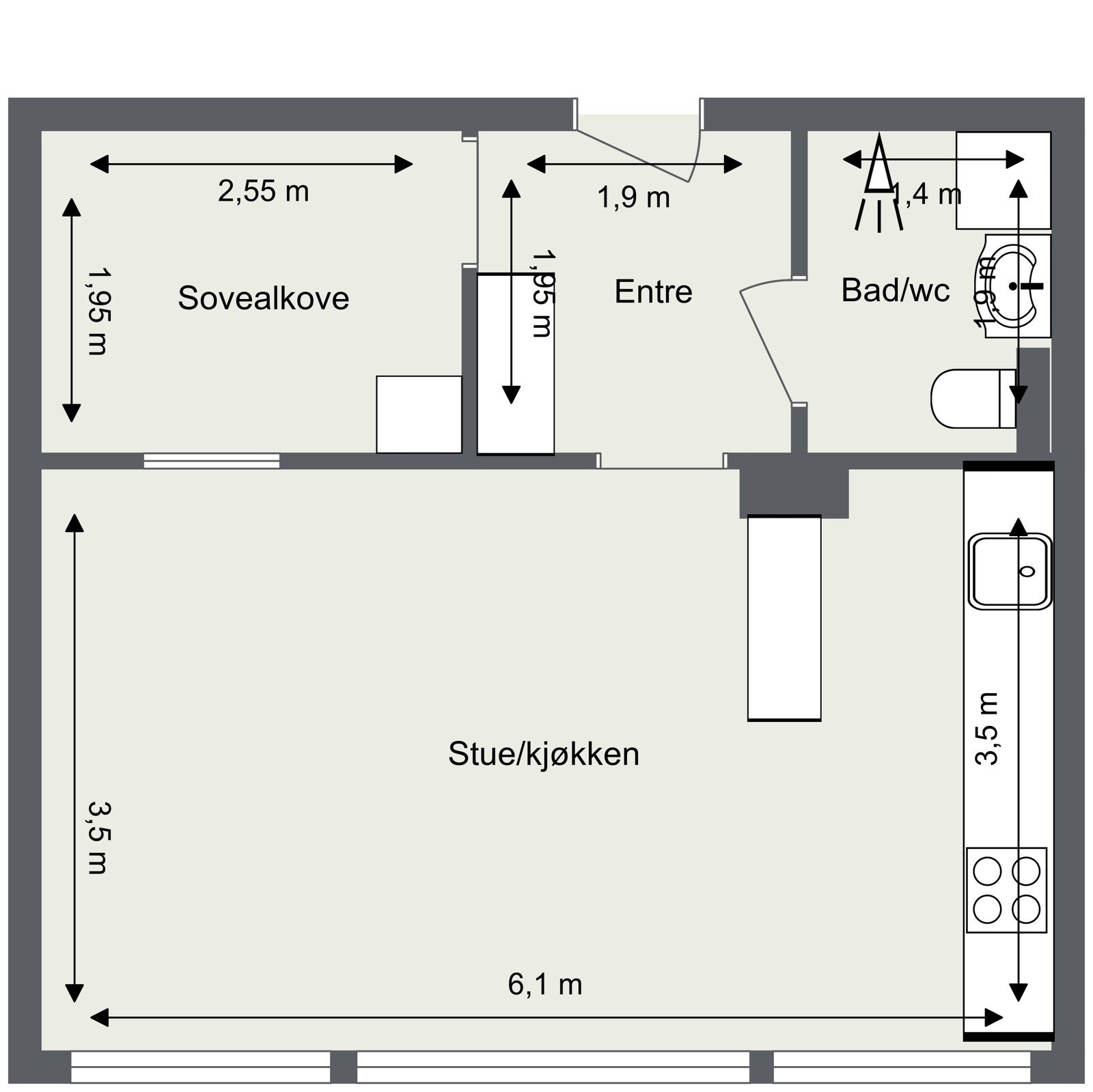 Skisse med mål. Galleribilde