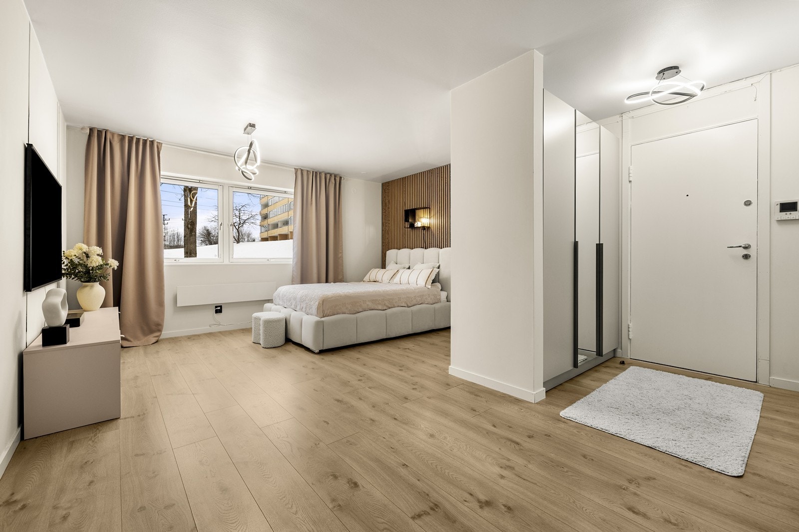 Leiligheten har en åpen og sosial planløsning med et bruksareal på 54 m². Galleribilde