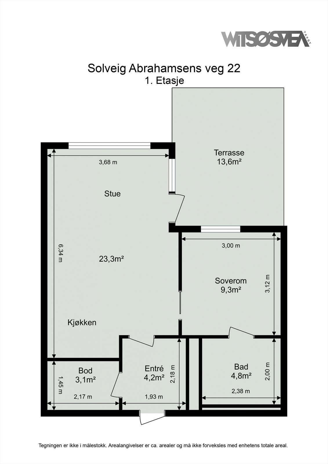 Boligen har en arealeffektiv planløsning som rommer entré, bod, bad, soverom og stue/kjøkken. Galleribilde