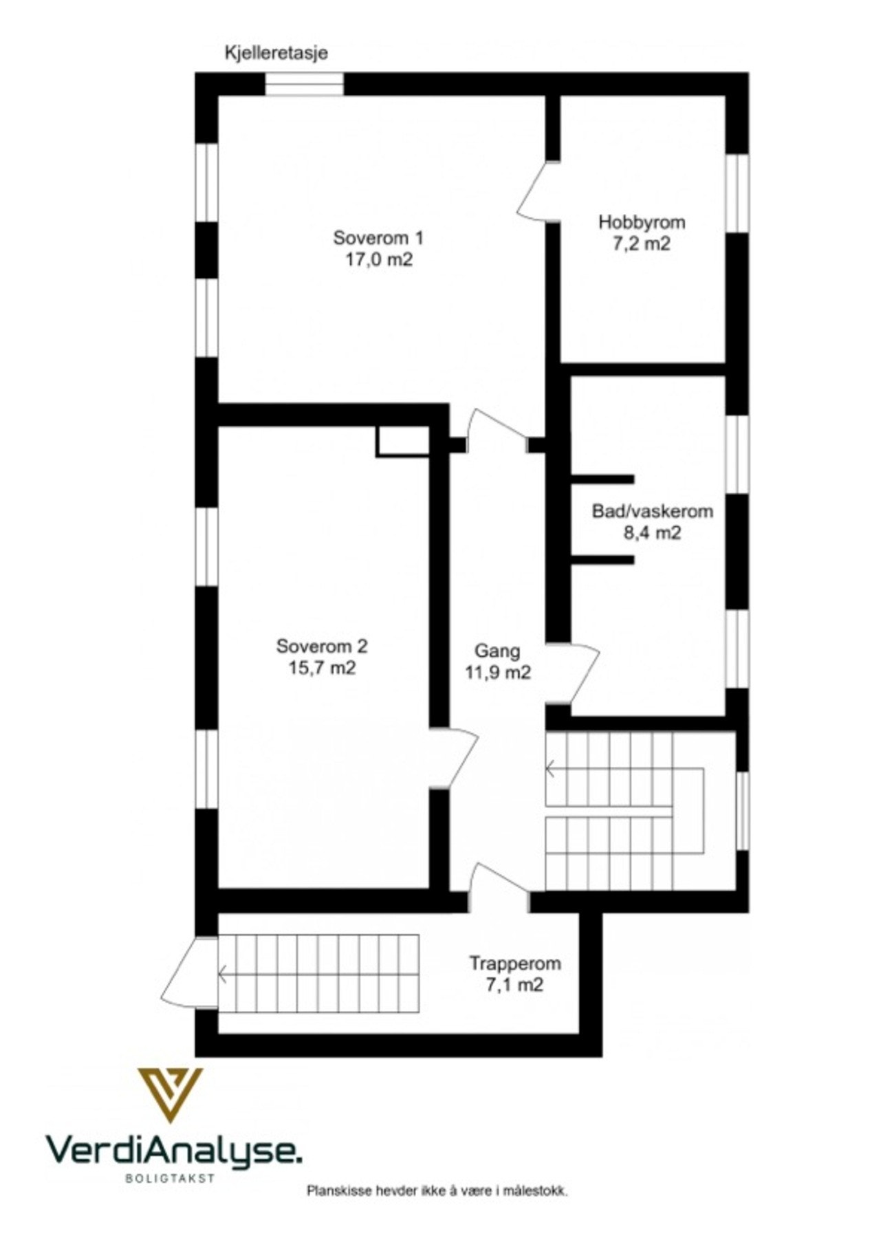 Planskisse kjelleretasje. Galleribilde