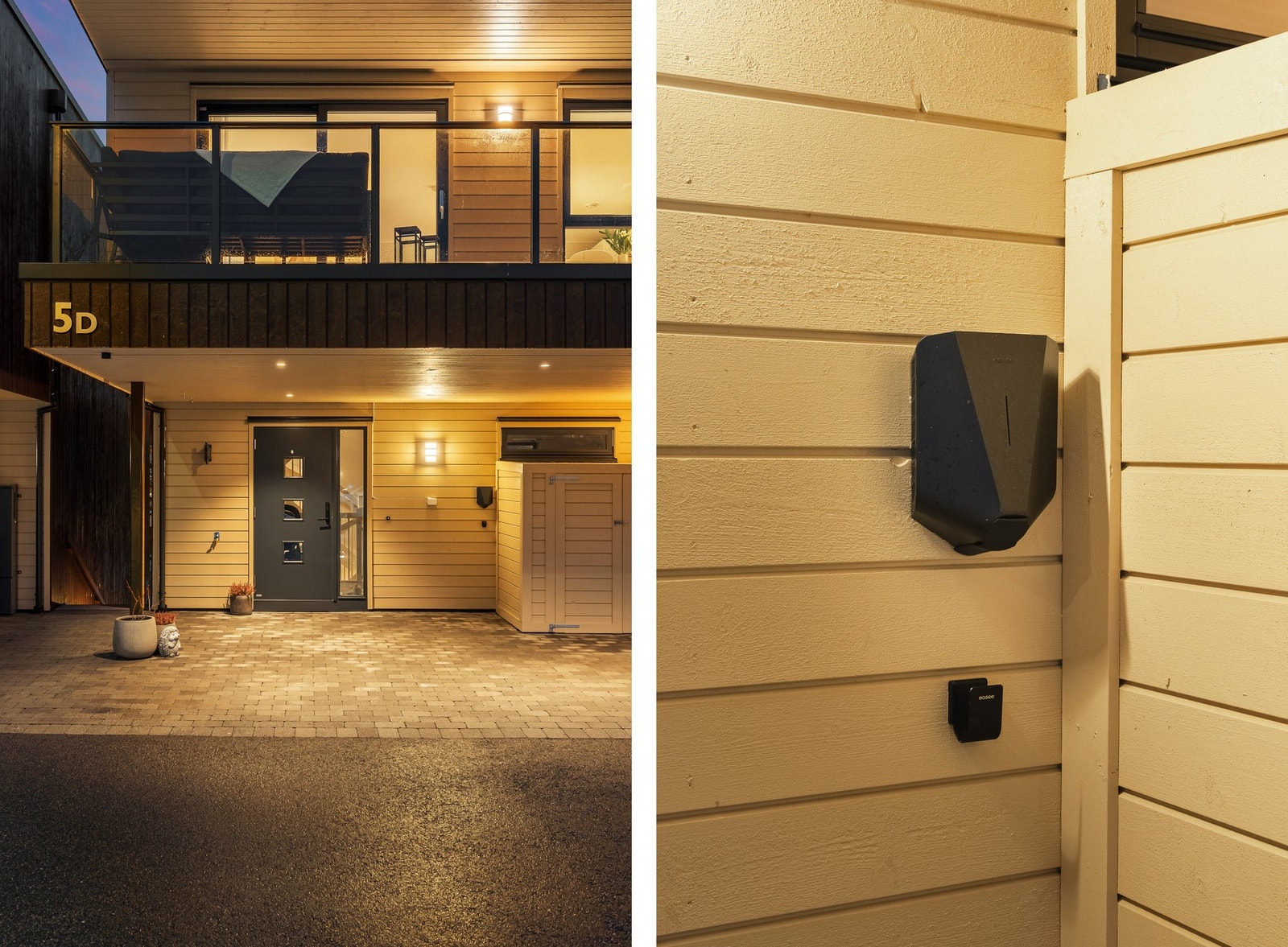 Det er installert elbil lader i carporten. Galleribilde