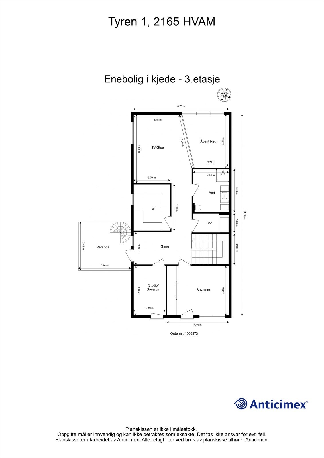 Plantegning 3. etasje. Galleribilde