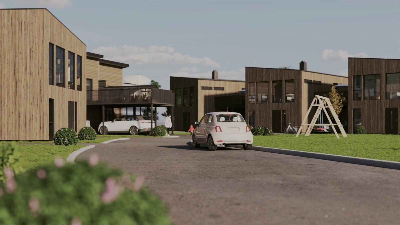 Vei, vann og avløp opparbeidet fram til tomtegrensa. Galleribilde