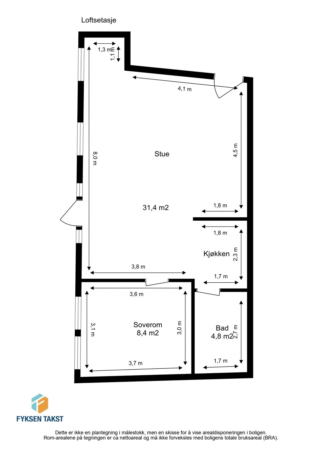 Målsatt plantegning. Galleribilde