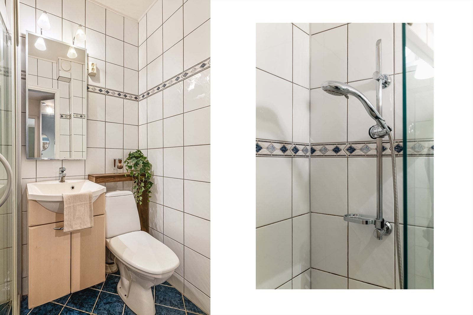 Badet måler 2,2 kvm, med varmekabler i gulvet som sikrer god komfort. Galleribilde