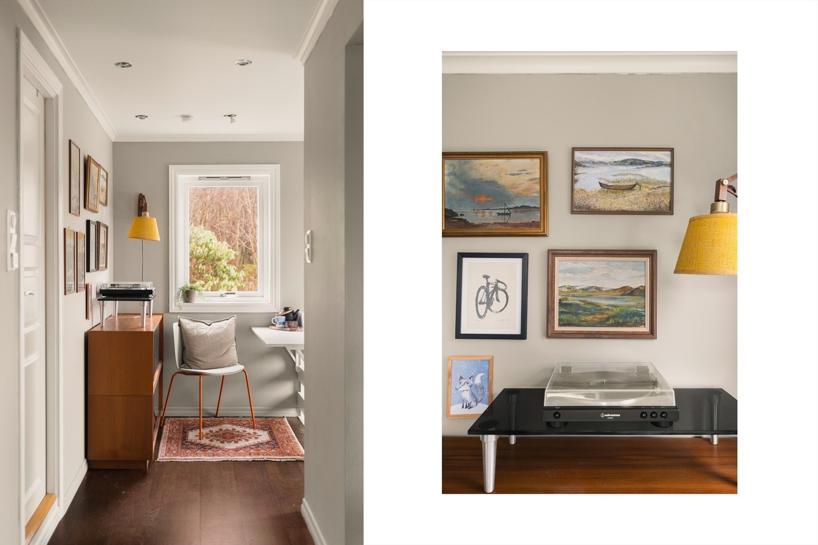 Smart utnyttelse av plass med en liten kontorplass eller lesekrok på toppen av trappen Galleribilde