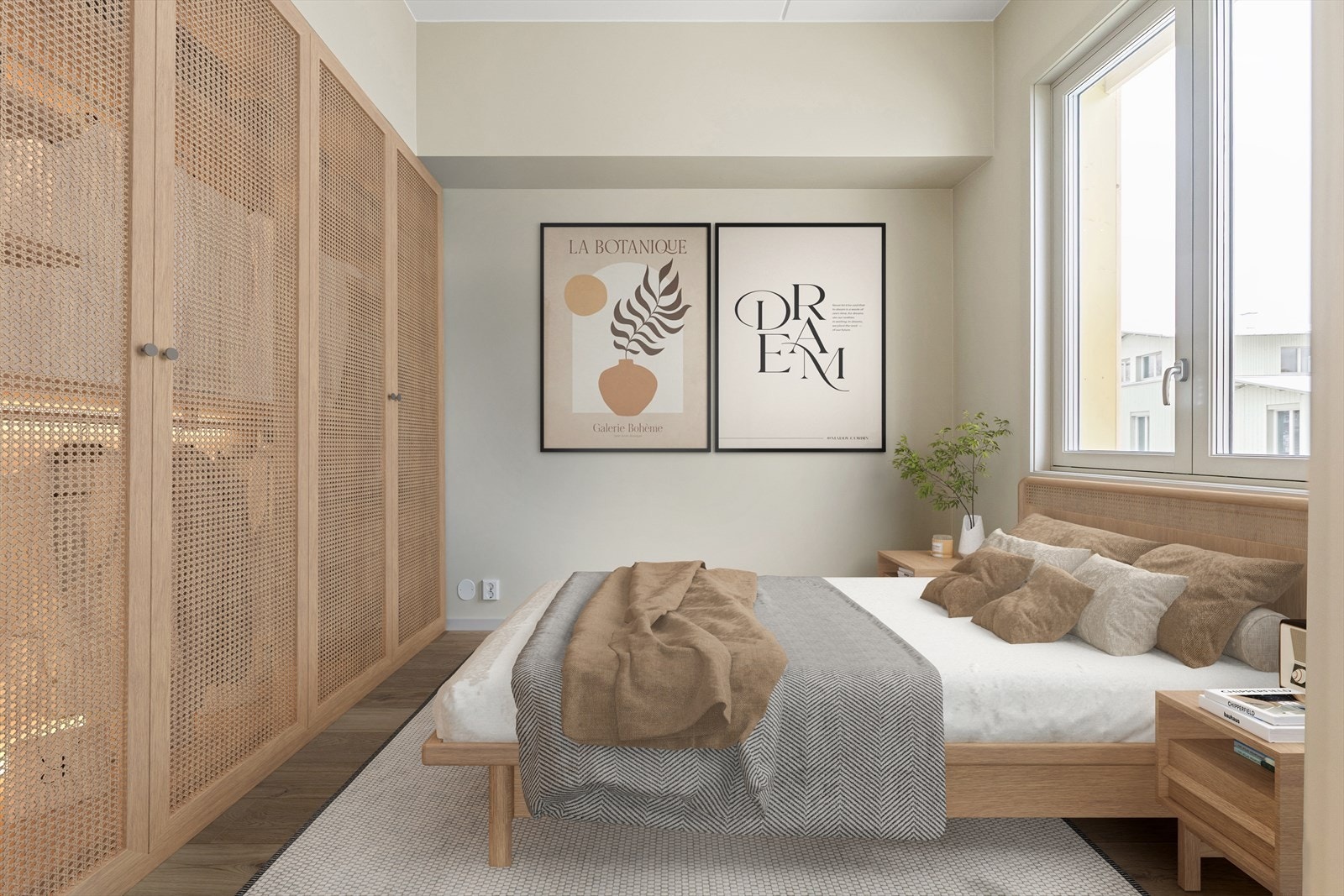 Ca. 9,2 kvm soverom m. plass til dobbeltseng og garderobe. Plass til garderobe. Skyvedørsfronter til illustrasjon. Galleribilde