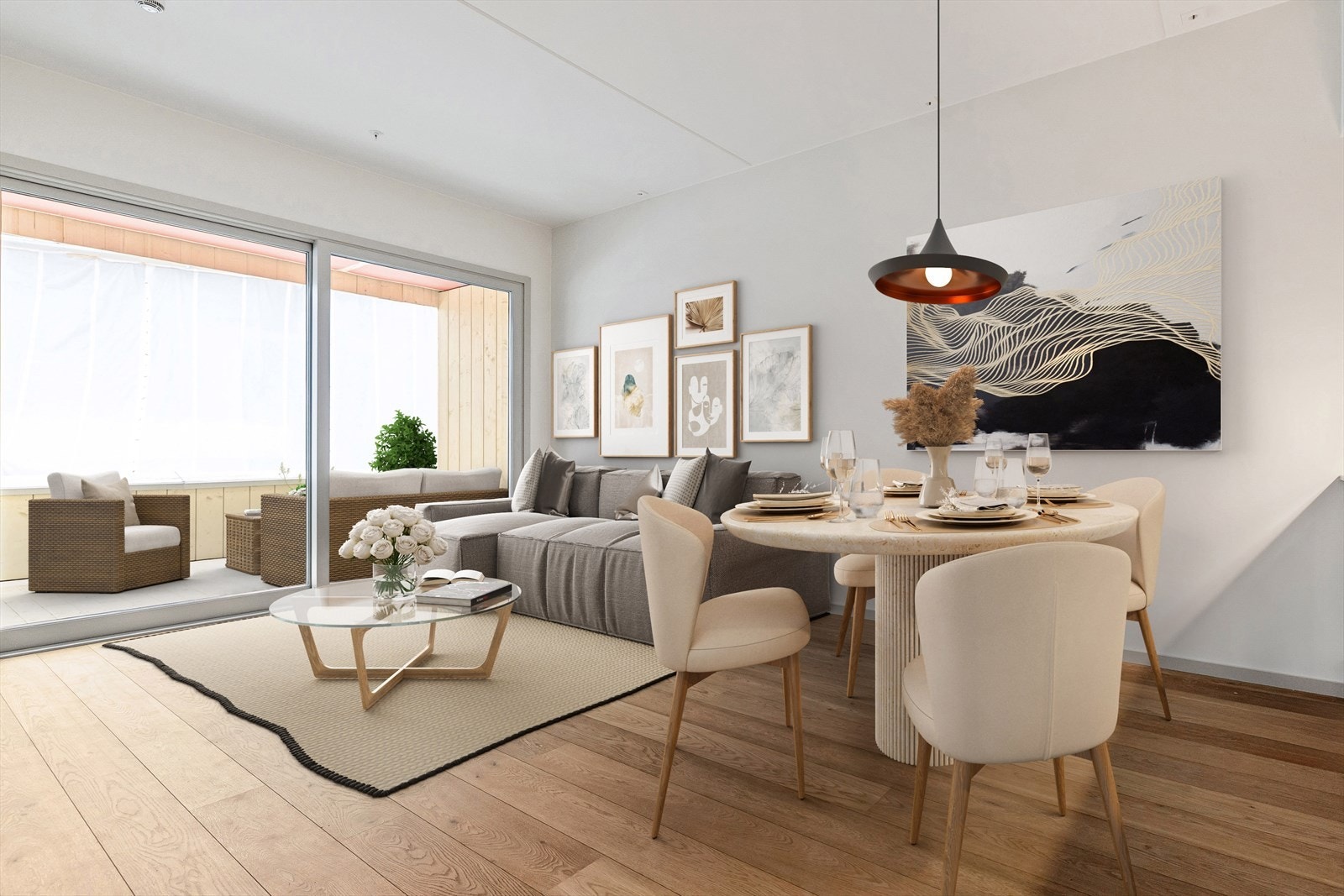 Pen 2-roms m. ca. 14 kvm balkong i 2. etg. Foto Walsø Work. Galleribilde