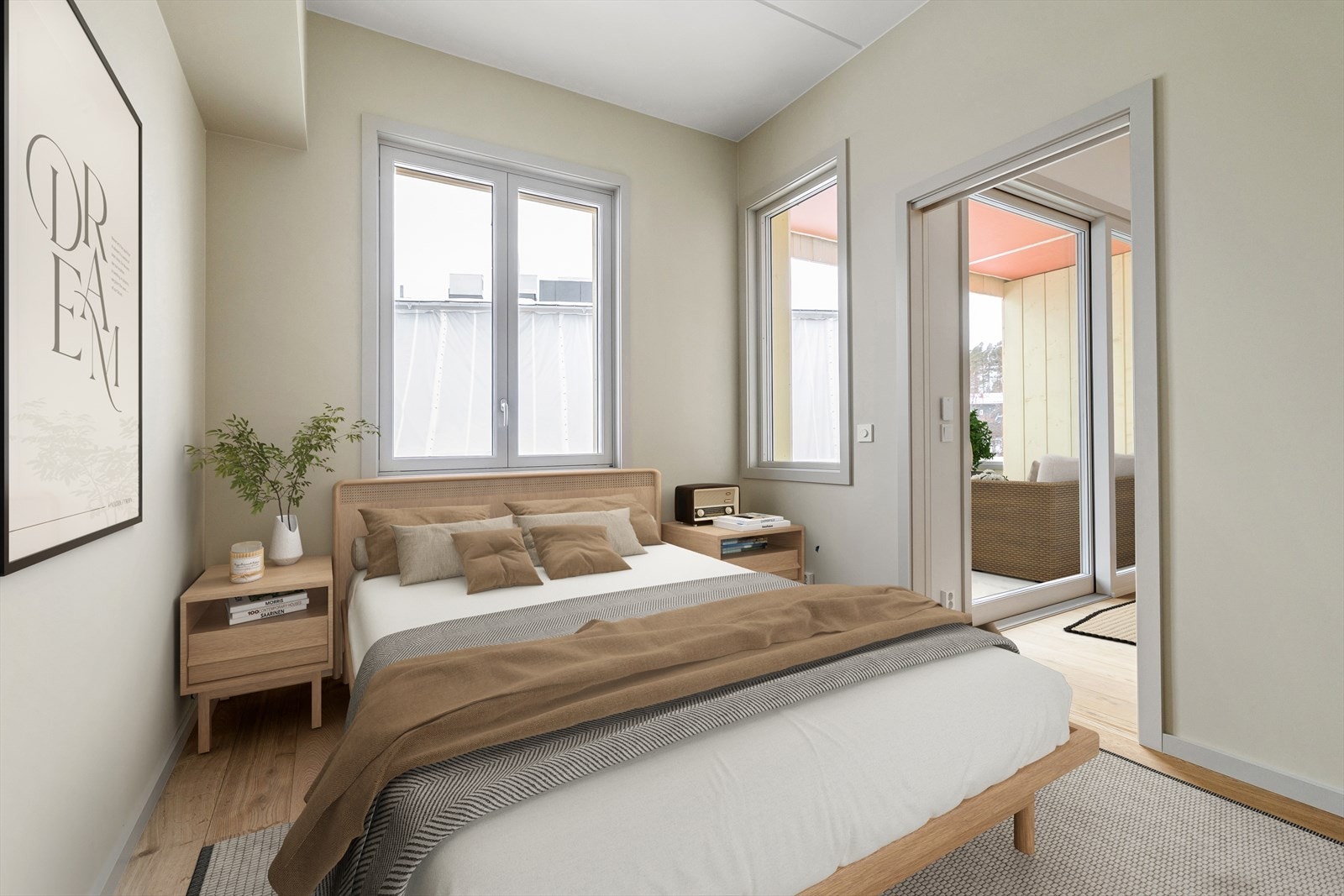 Ca. 9,2 kvm soverom m. plass til dobbeltseng og garderobe. Galleribilde