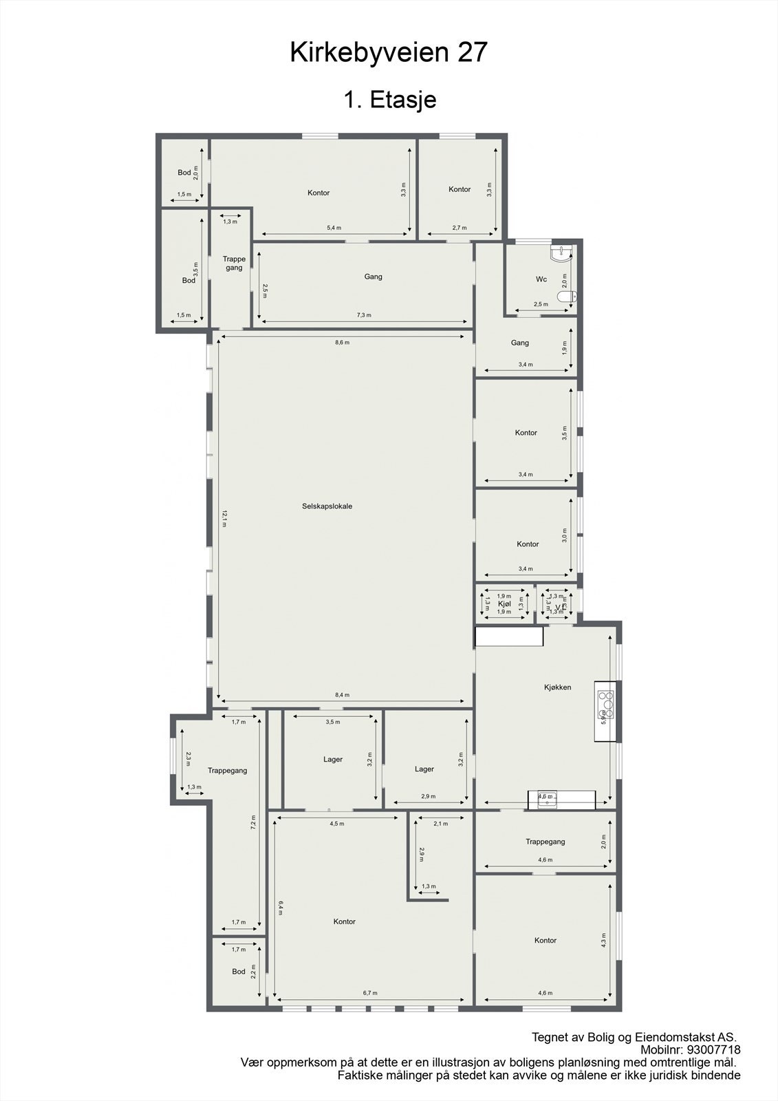 Plantegning 1. etasje Galleribilde