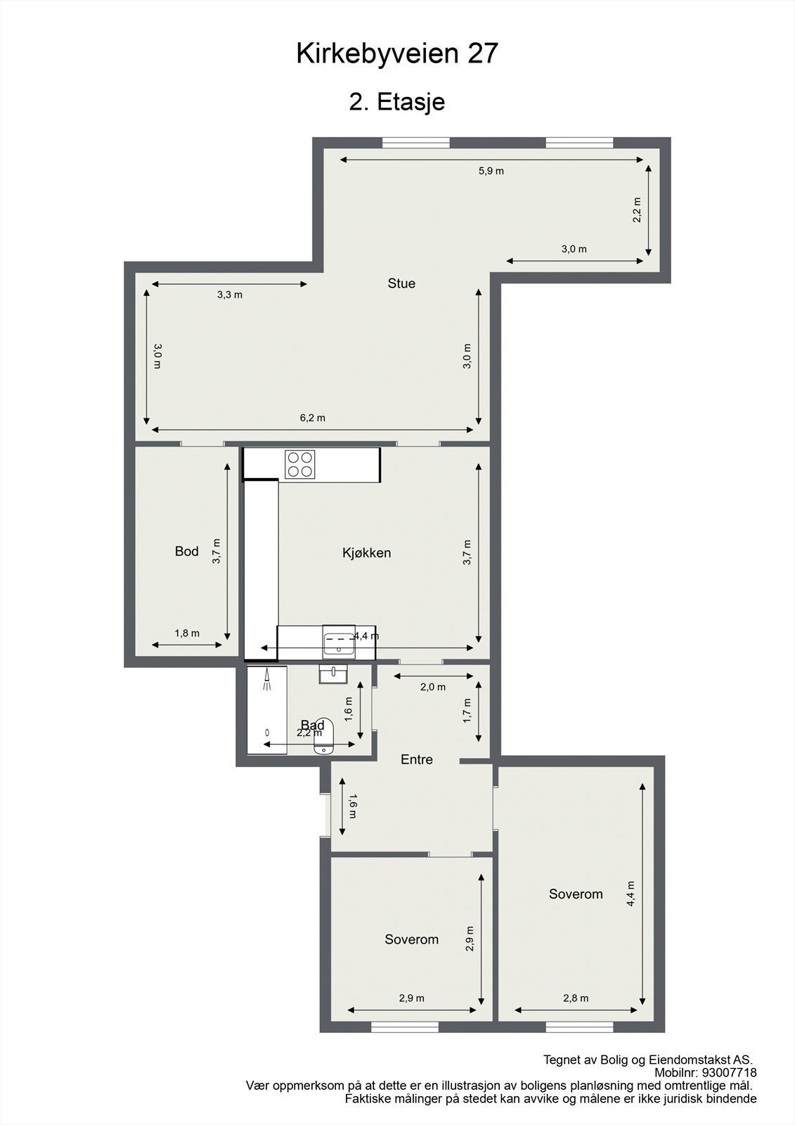 Plantegning 2. etasje (leilighet) Galleribilde