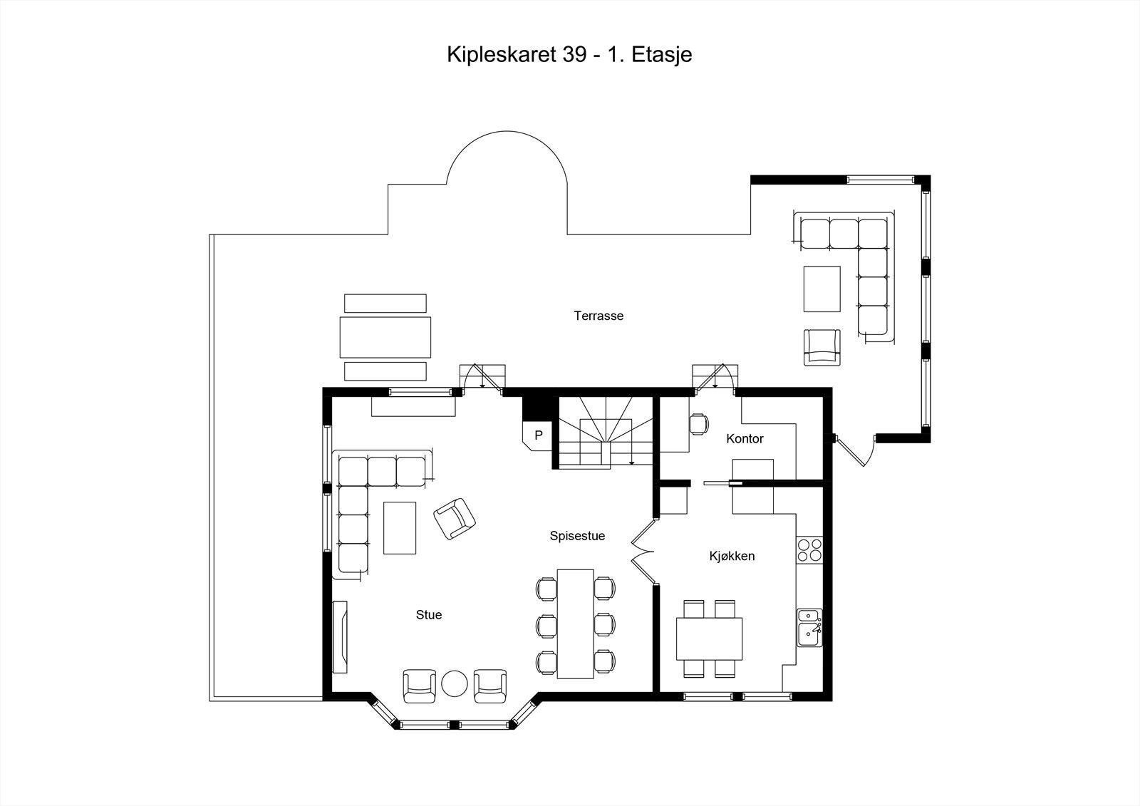 Planskisse 1. etasje. Galleribilde