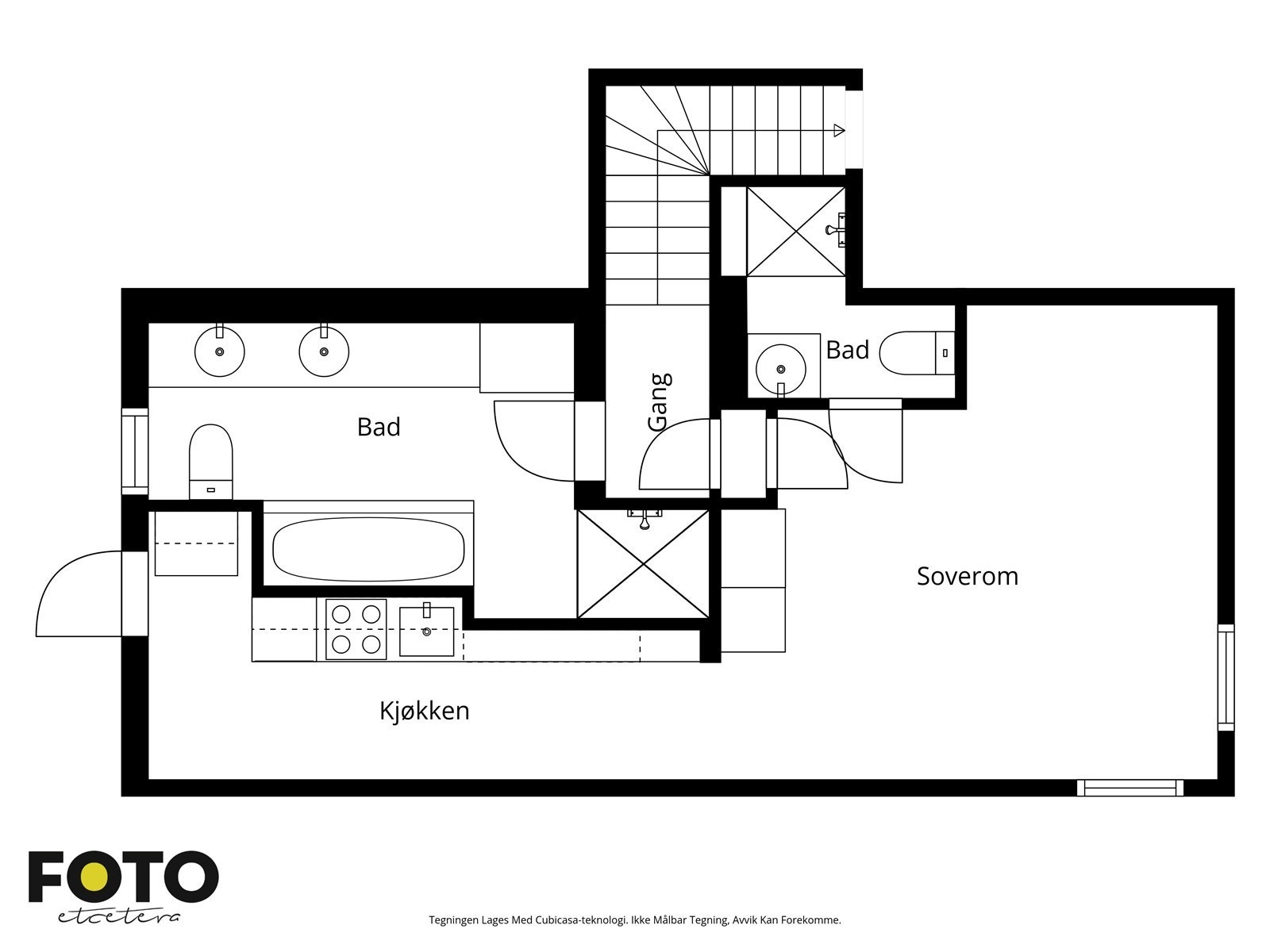 1:e etasje - hybel & bad tilhørende hoveddel. Galleribilde