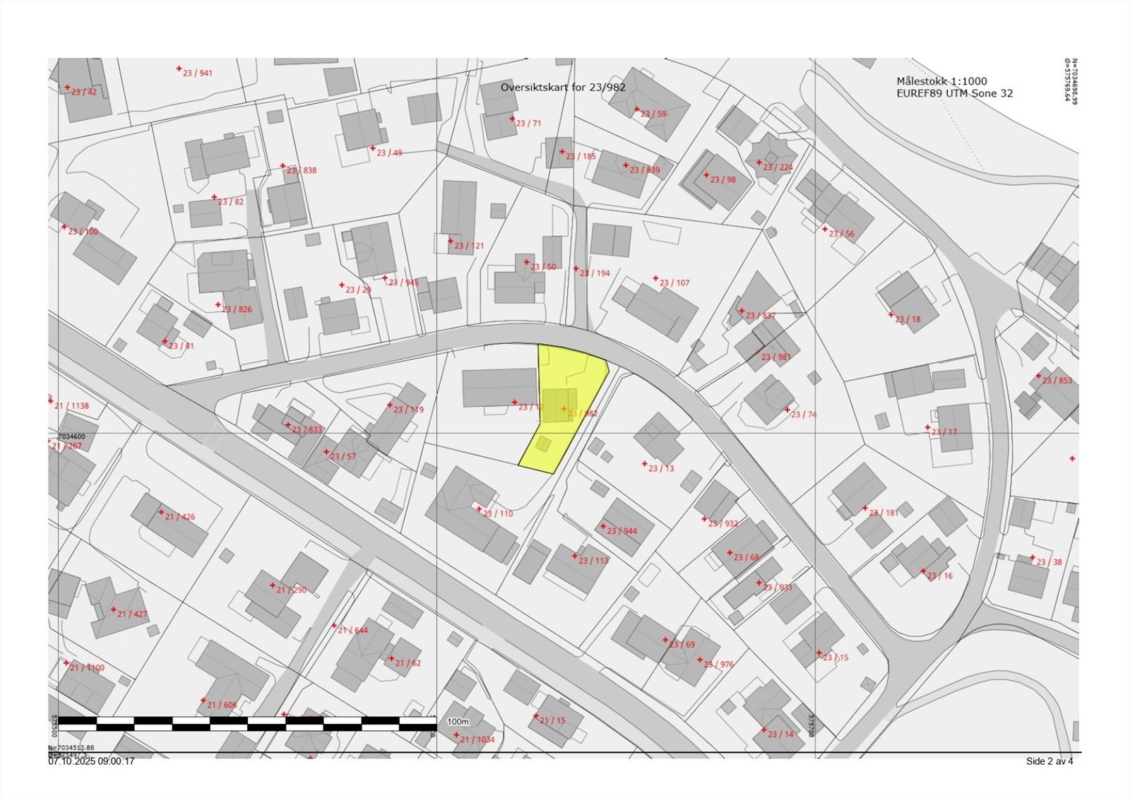 Kart over tomten med garasjen. Galleribilde