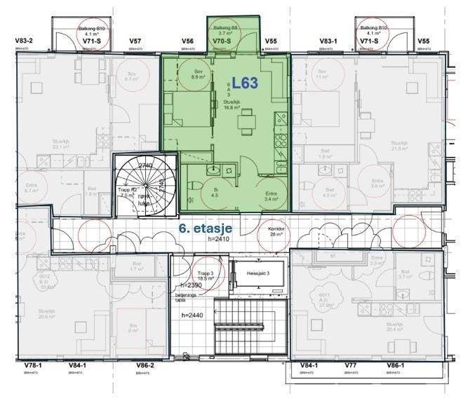 Planløsning, 36 kvm, 6. etasje Galleribilde