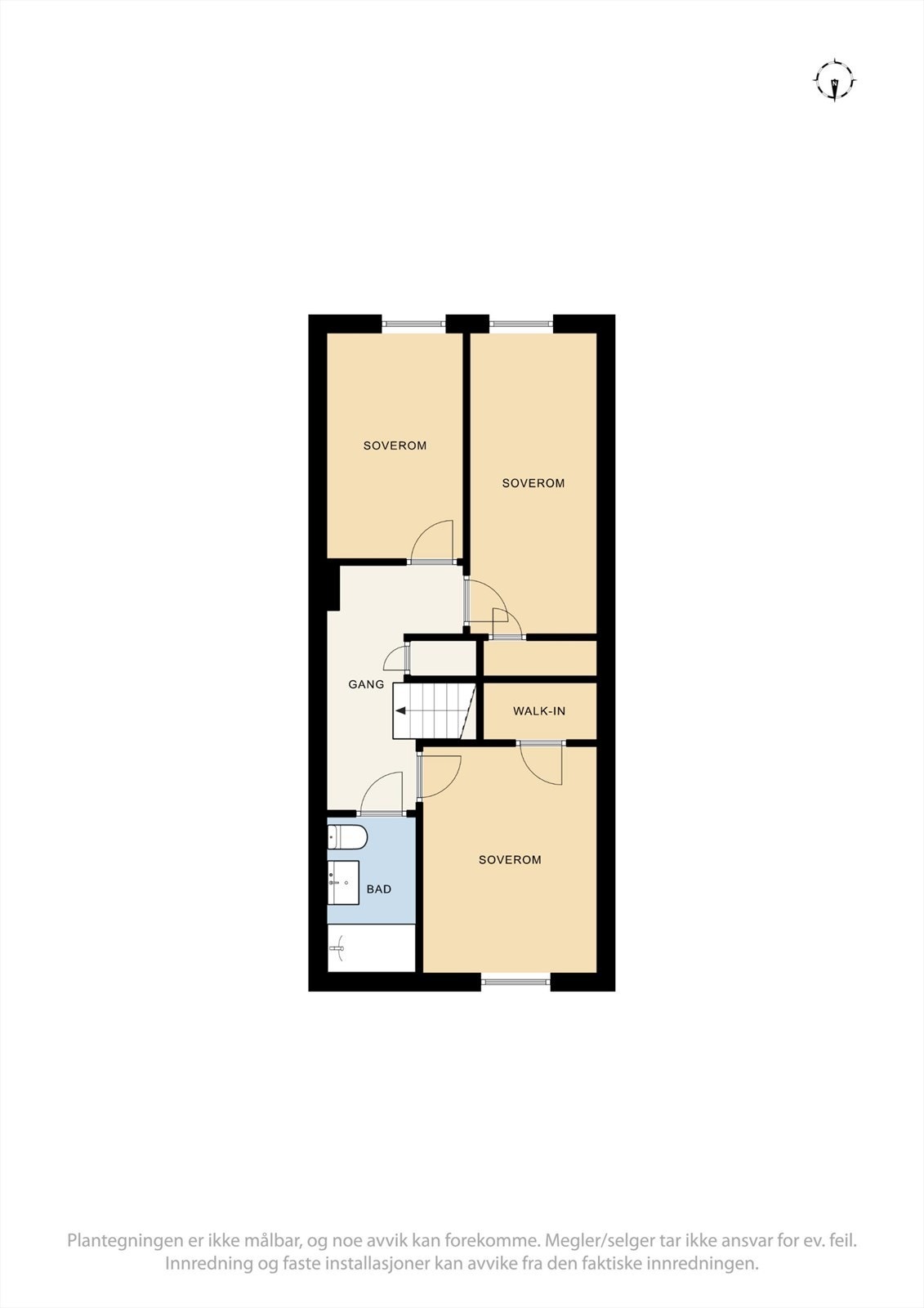 Andre etasje er en privat sone med tre soverom, bad og en praktisk garderobe. Galleribilde