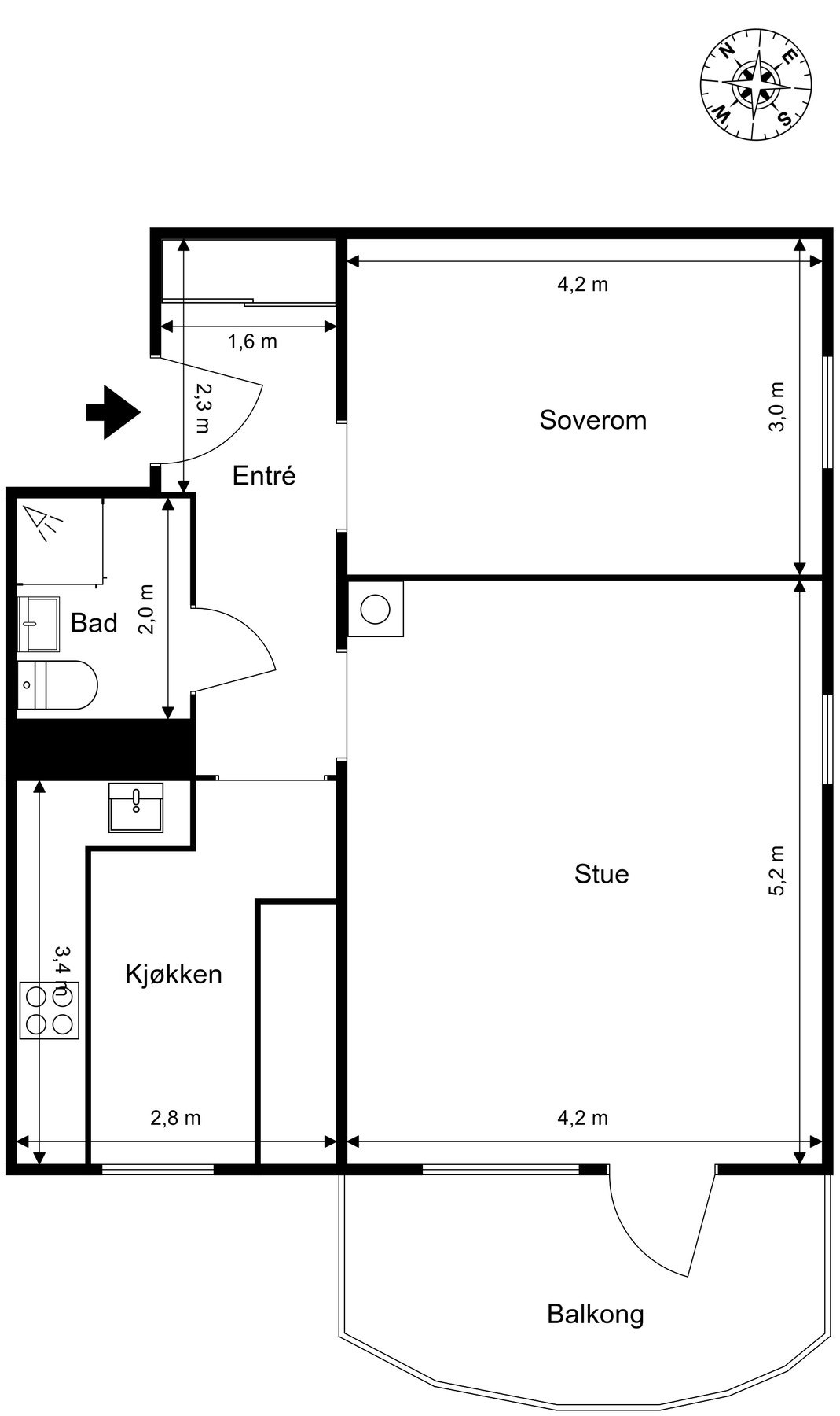 Plantegning - Disponerer loft og kjellerbod på hhv. 5,5 og 1,8 m² Galleribilde