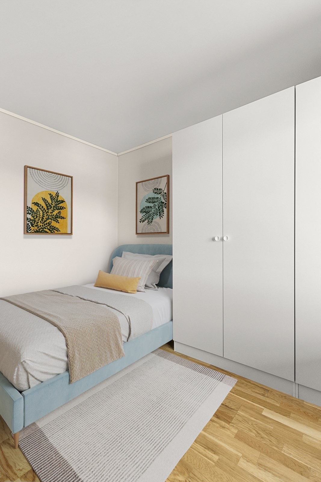 Leilighetens soverom er på hele 7,5 m² med god plass til seng og tilhørende møblement. Galleribilde