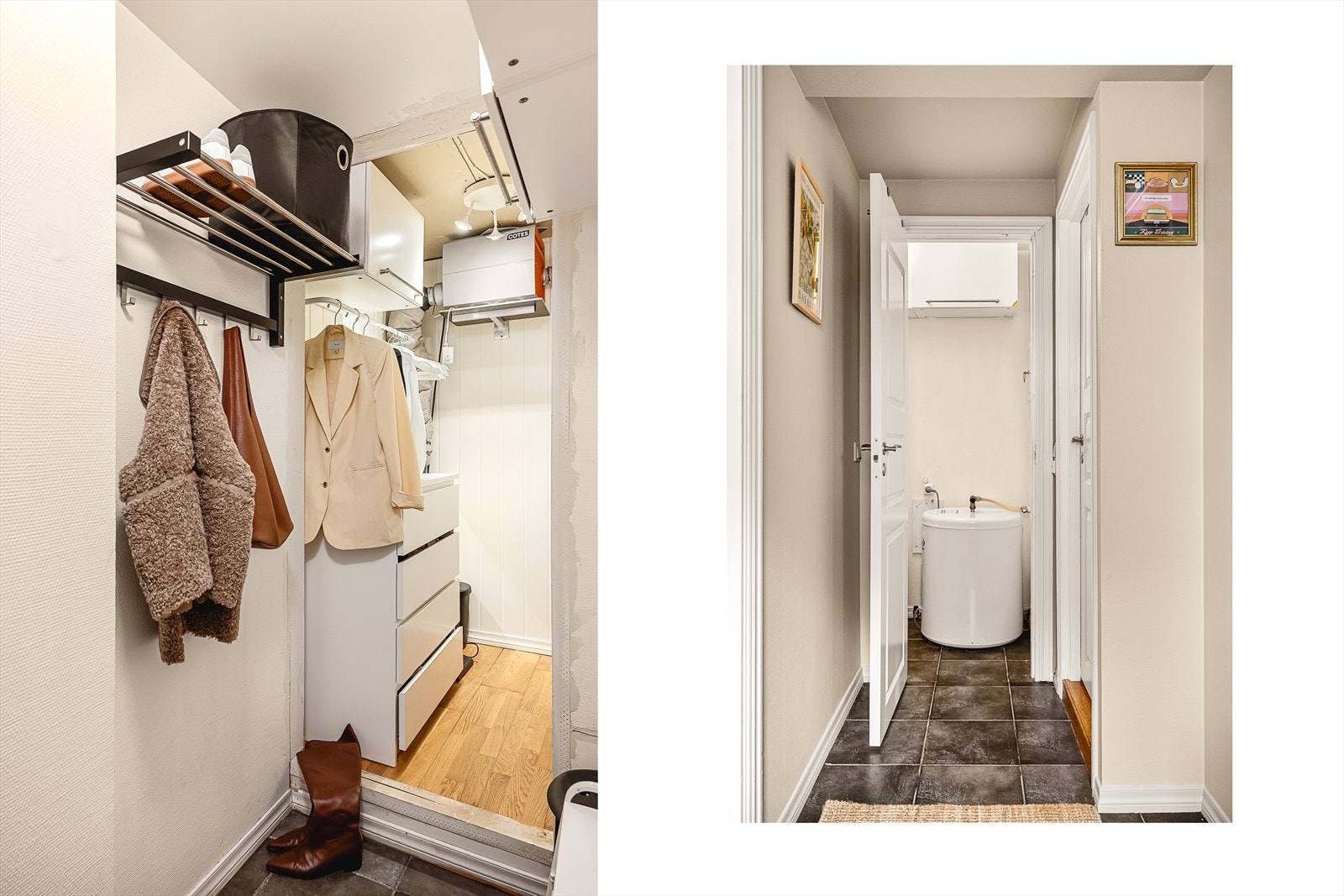 Boden måler 4,3 kvm og byr på ekstra lagringsplass. Det er satt opp avfukter i 2024. Galleribilde