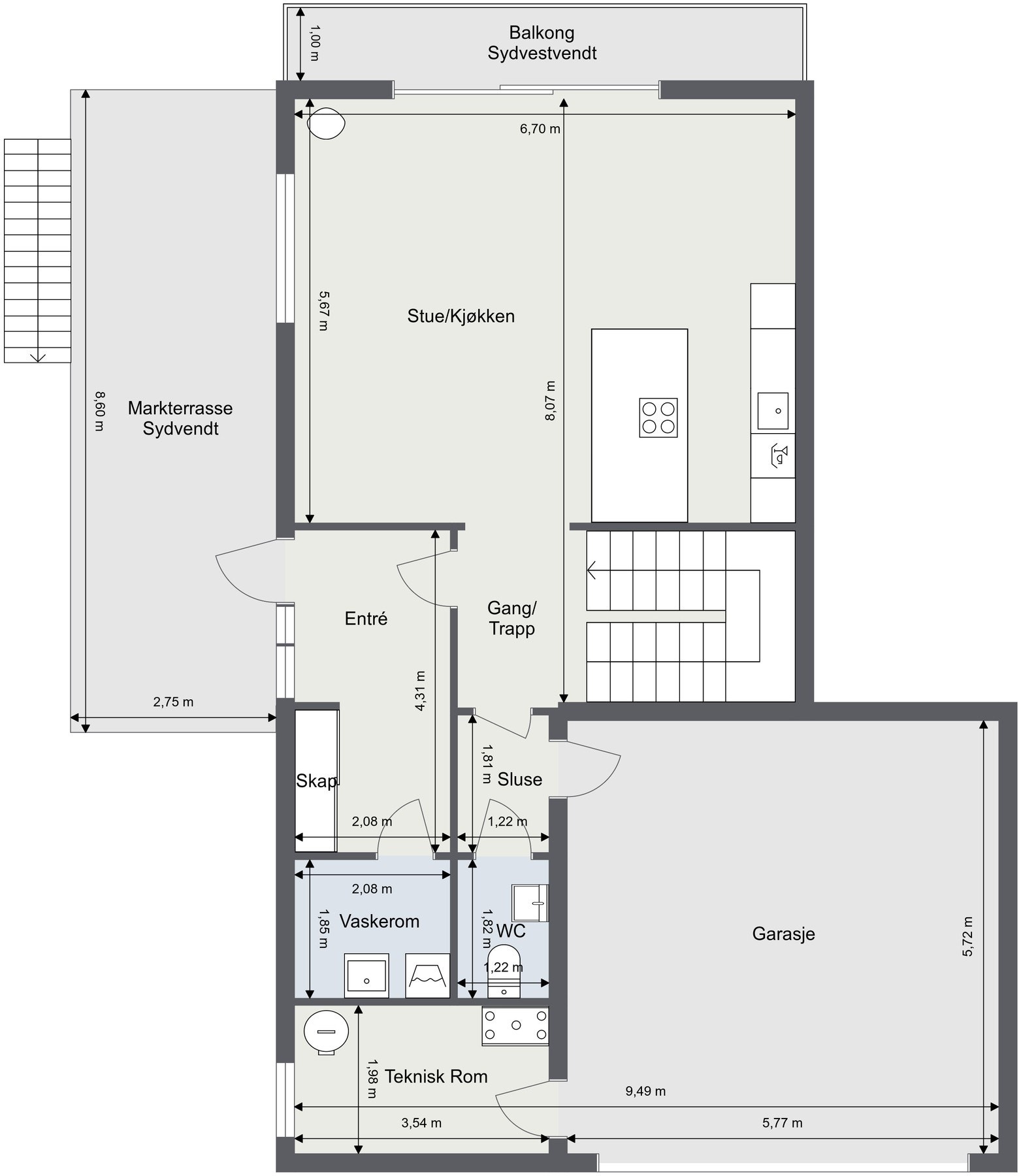 Plantegning første etasje. Galleribilde