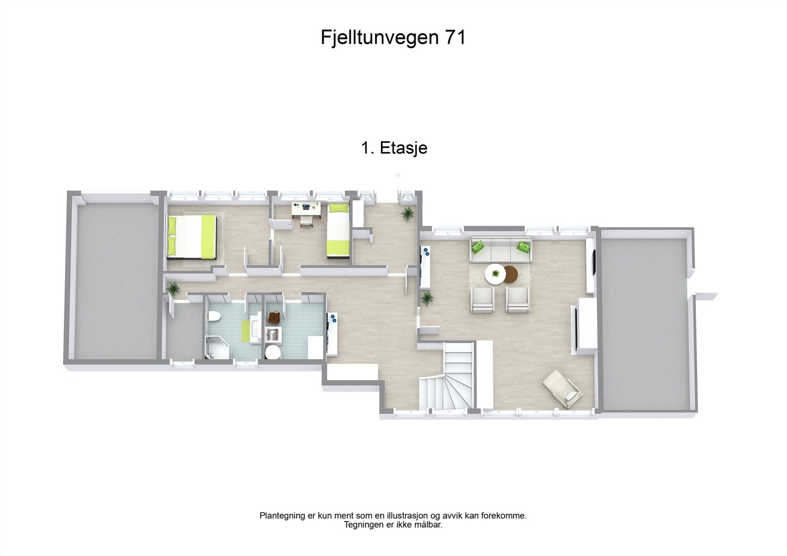 3 D plantegning hovedetasjen Galleribilde