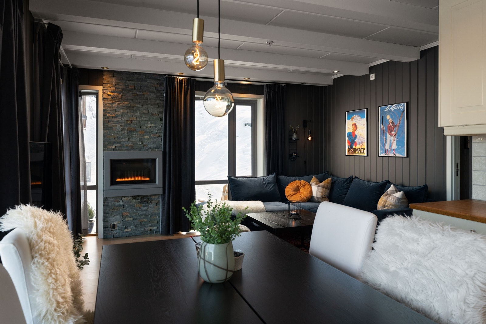 Koselig lun stue med gasspeis Galleribilde