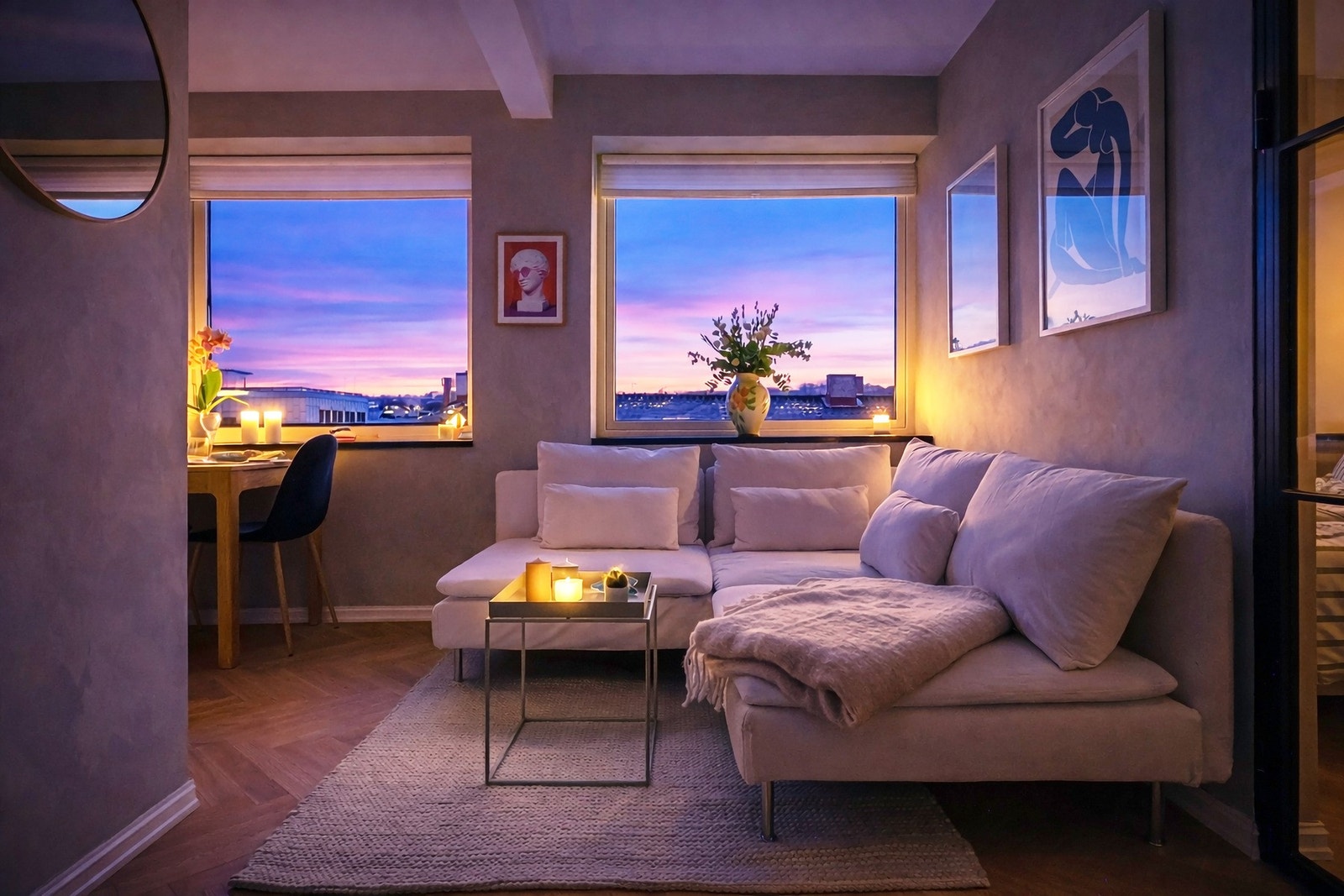 Det blir en helt unik atmosfære i boligen om kvelden. Galleribilde