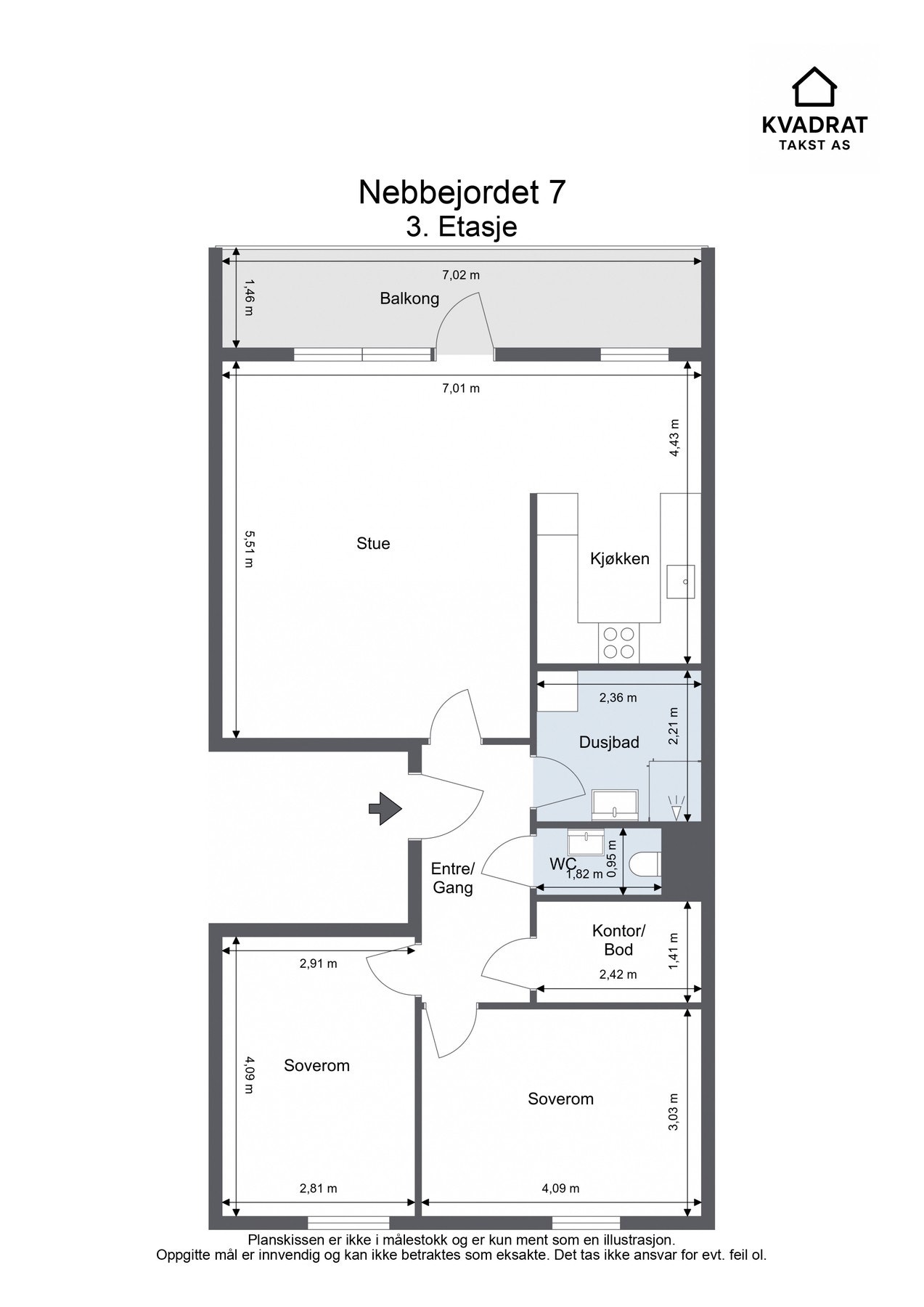 Plantegning - 3.etasje leilighet H0302 Galleribilde