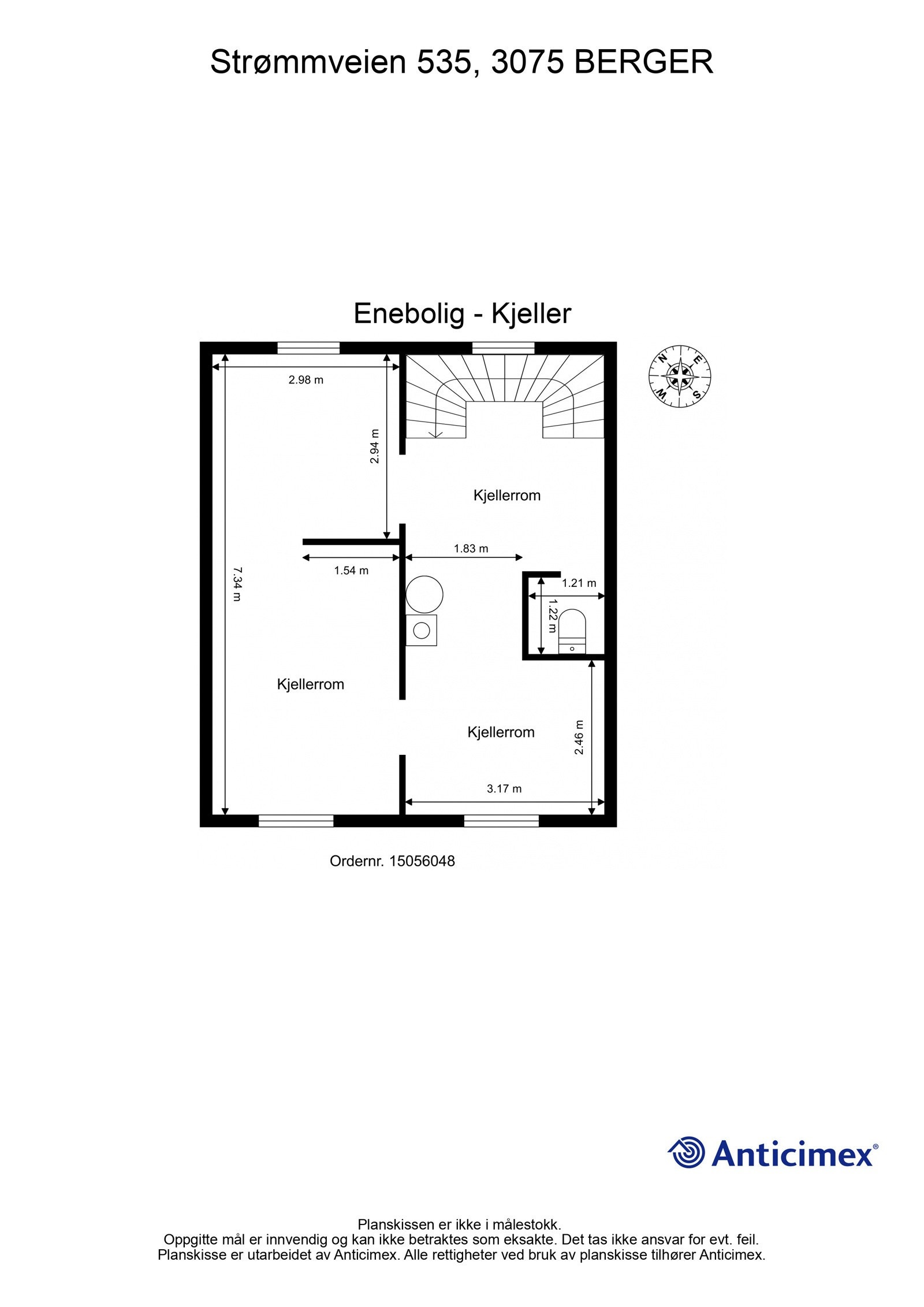 PLantegning kjelleretasje - kjeller er uinnredet og benyttes til oppbevaring. Det er wc i kjeller som ikke benyttes p.t. Galleribilde