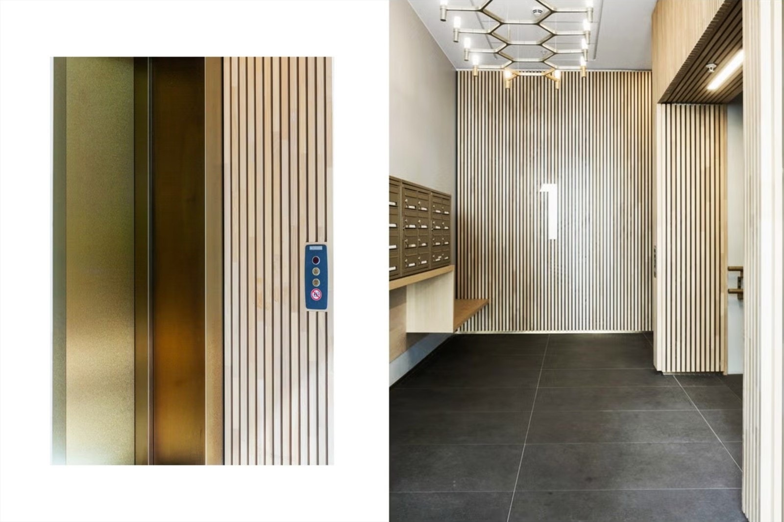 Et pent felles inngangspartiet gir et godt førsteinntrykk av leiligheten og bygget. Galleribilde