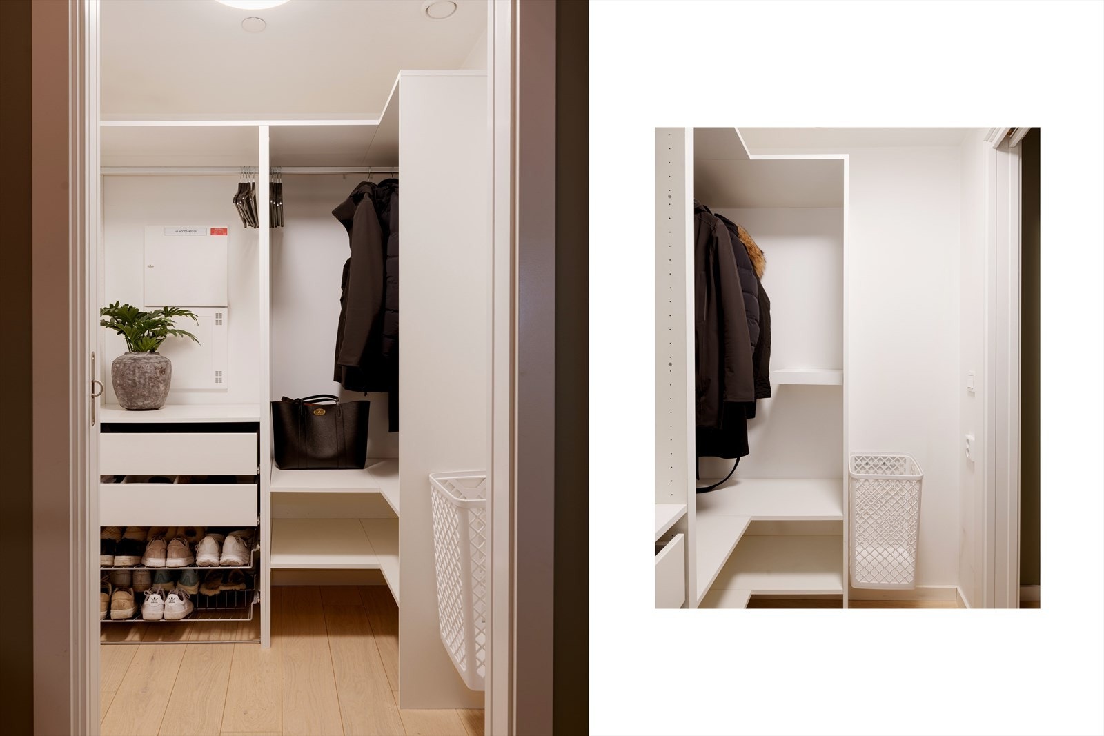 I forbindelse med entrèen har du en meget praktisk innvendig bod, perfekt som garderobe og til oppbevaring. I tillegg medfølger en kjellerbod på 6,6 kvm. Galleribilde