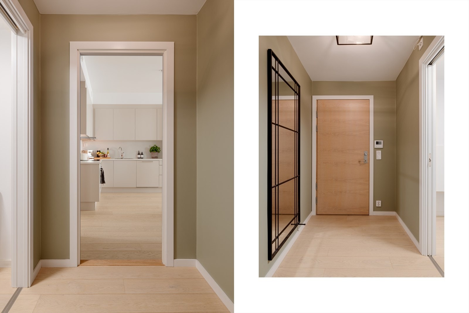 Innvendig møtes du av en luftig atmosfære og moderne preg! Hele bygget bærer preg av utførelse av høy kvalitet og eksklusive materialvalg, som bl.a. raus takhøyde og lekker 1-stavs eikeparkett med brede bord. Galleribilde