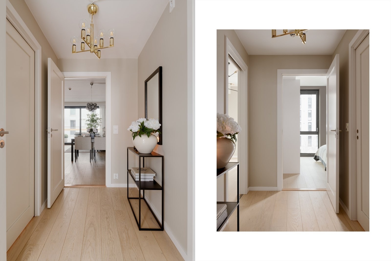 De to soverommene og bad er adskilt fra den sosiale sonen med egen mellomgang. Galleribilde